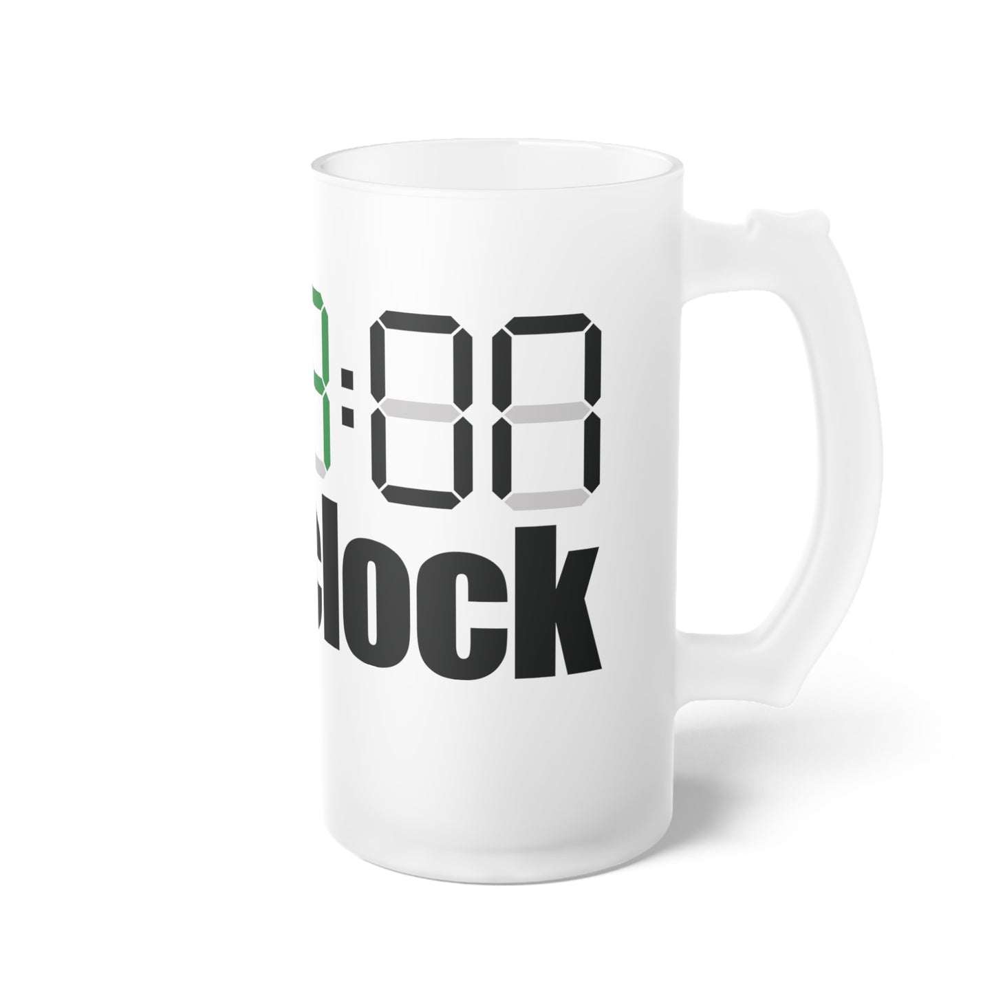 BEER CLOCK Frosted Glass Beer Mug