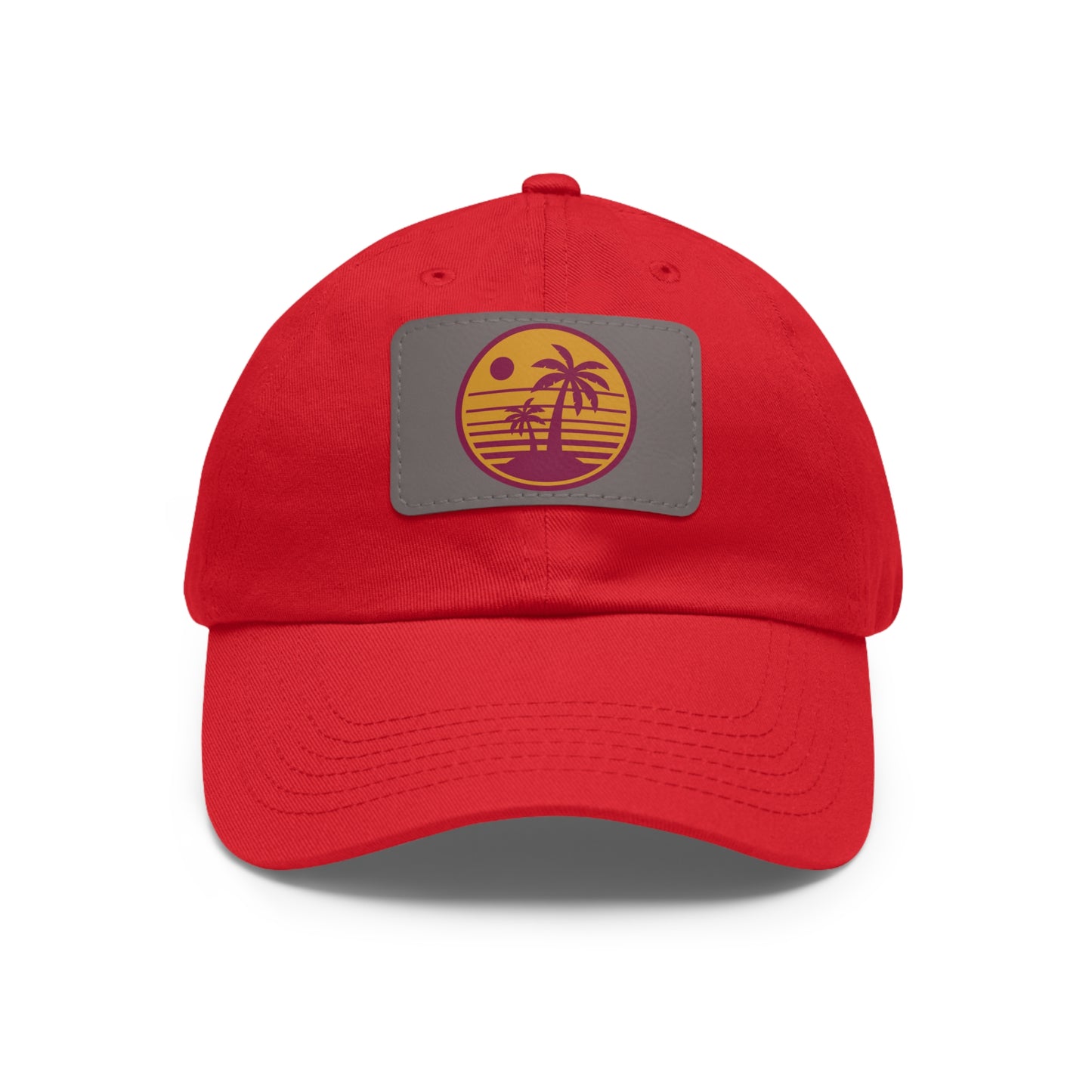 Palm Tree, Dad Hat with Leather Patch (Rectangle)