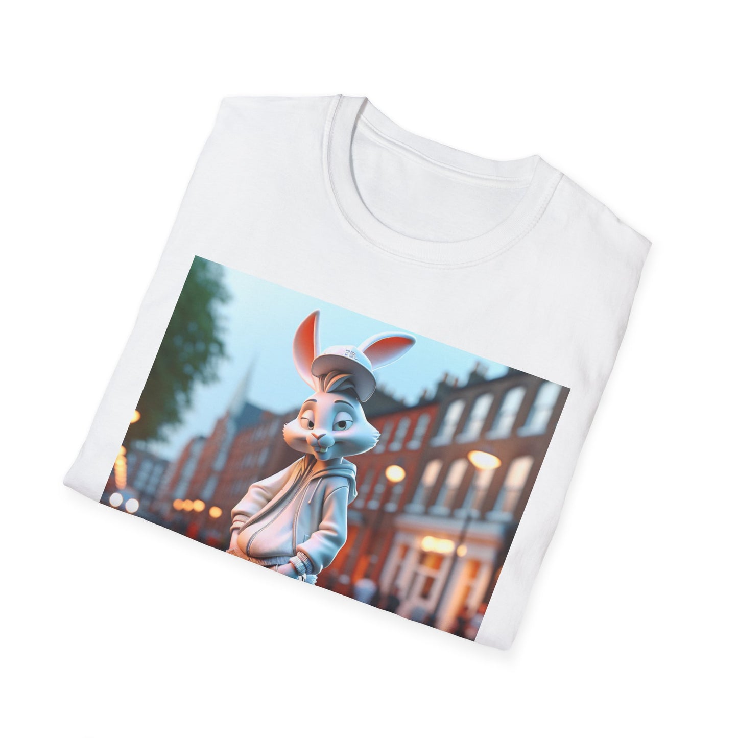 Cute Cartoon Rabbit Unisex Softstyle T-Shirt for Casual Wear