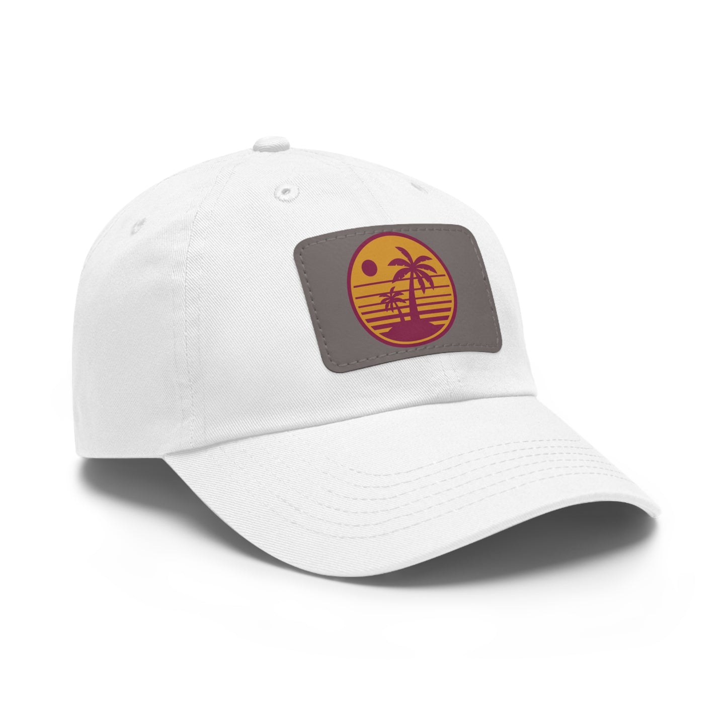 Palm Tree, Dad Hat with Leather Patch (Rectangle)