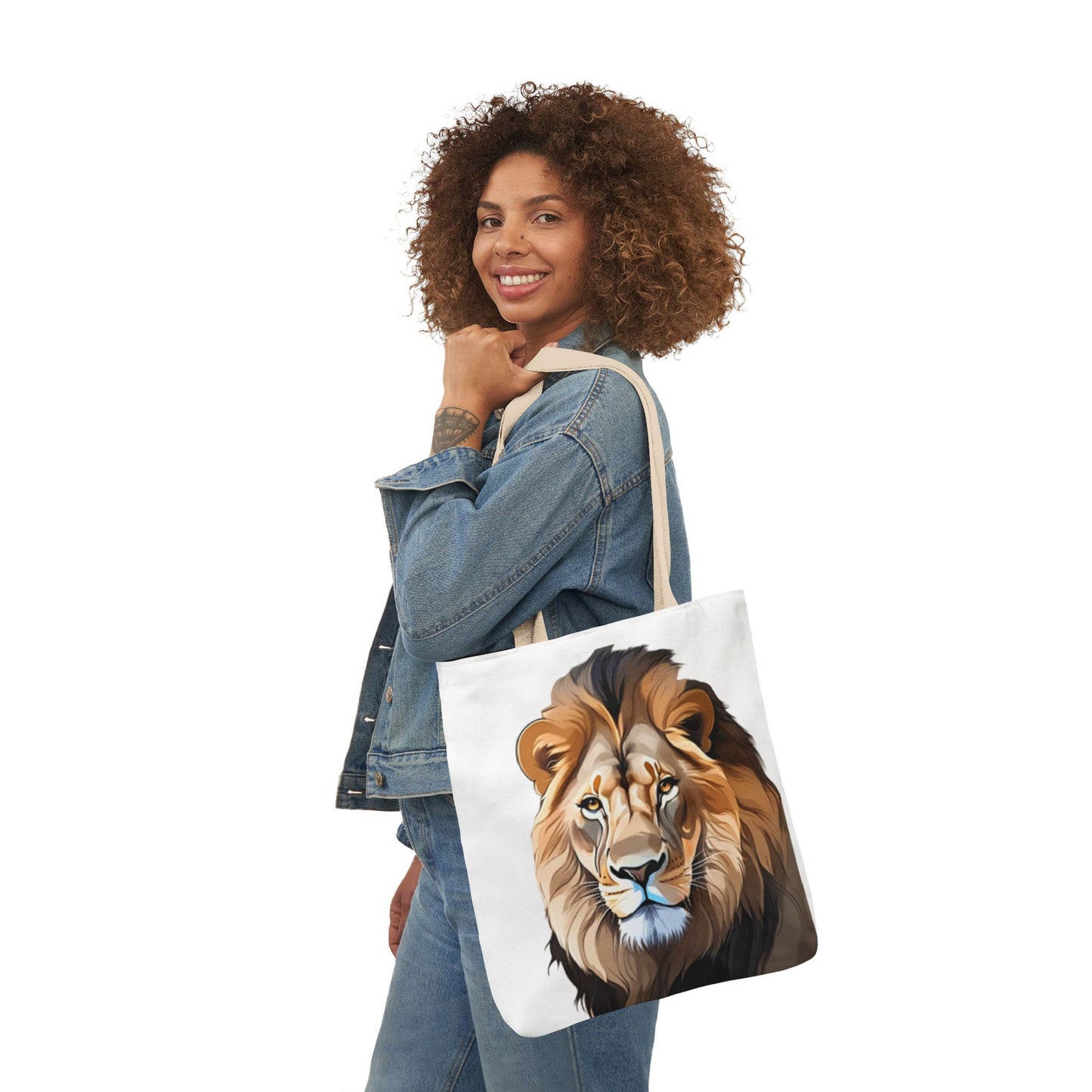 Lion Head, Canvas Tote Bag, 5-Color Straps