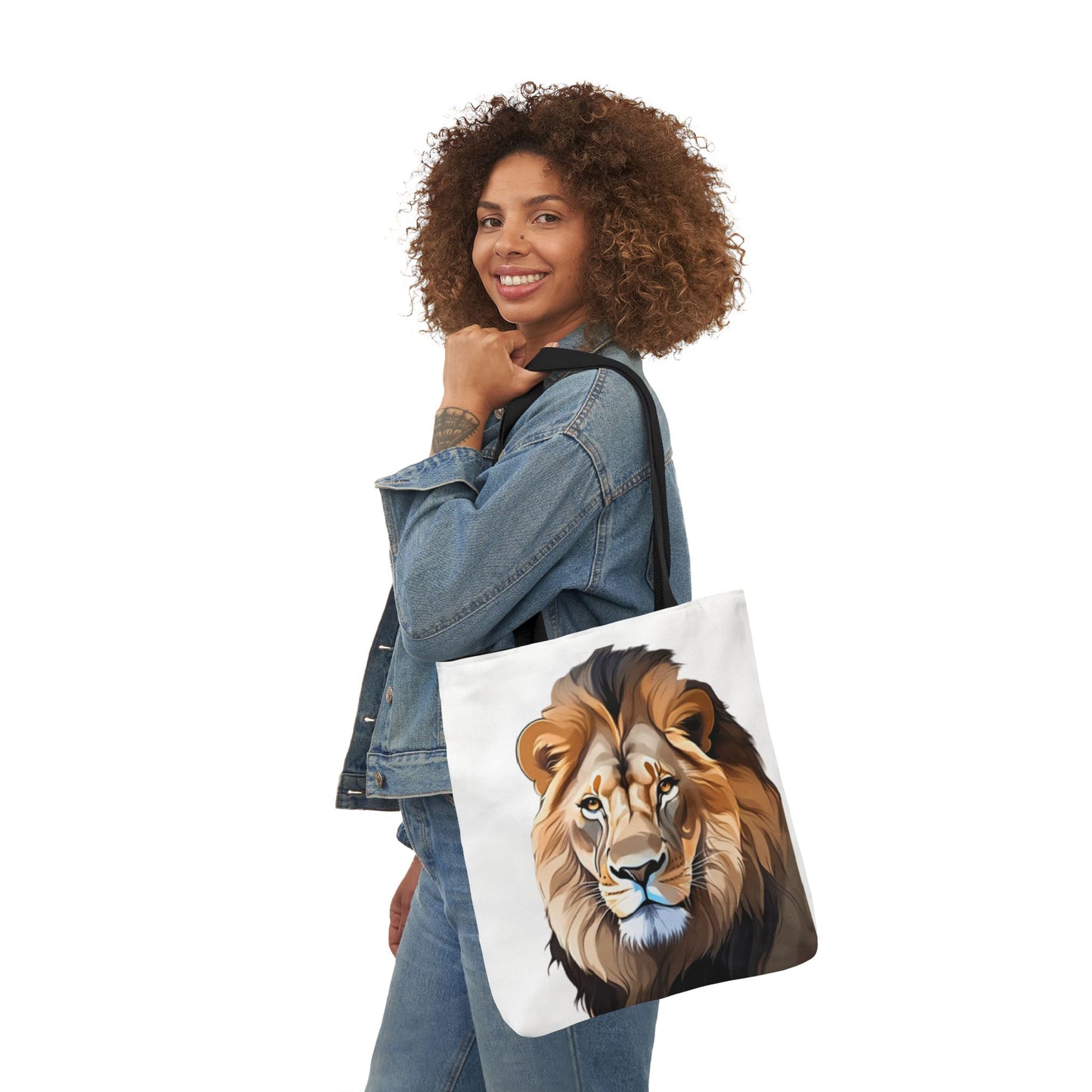 Lion Head, Canvas Tote Bag, 5-Color Straps