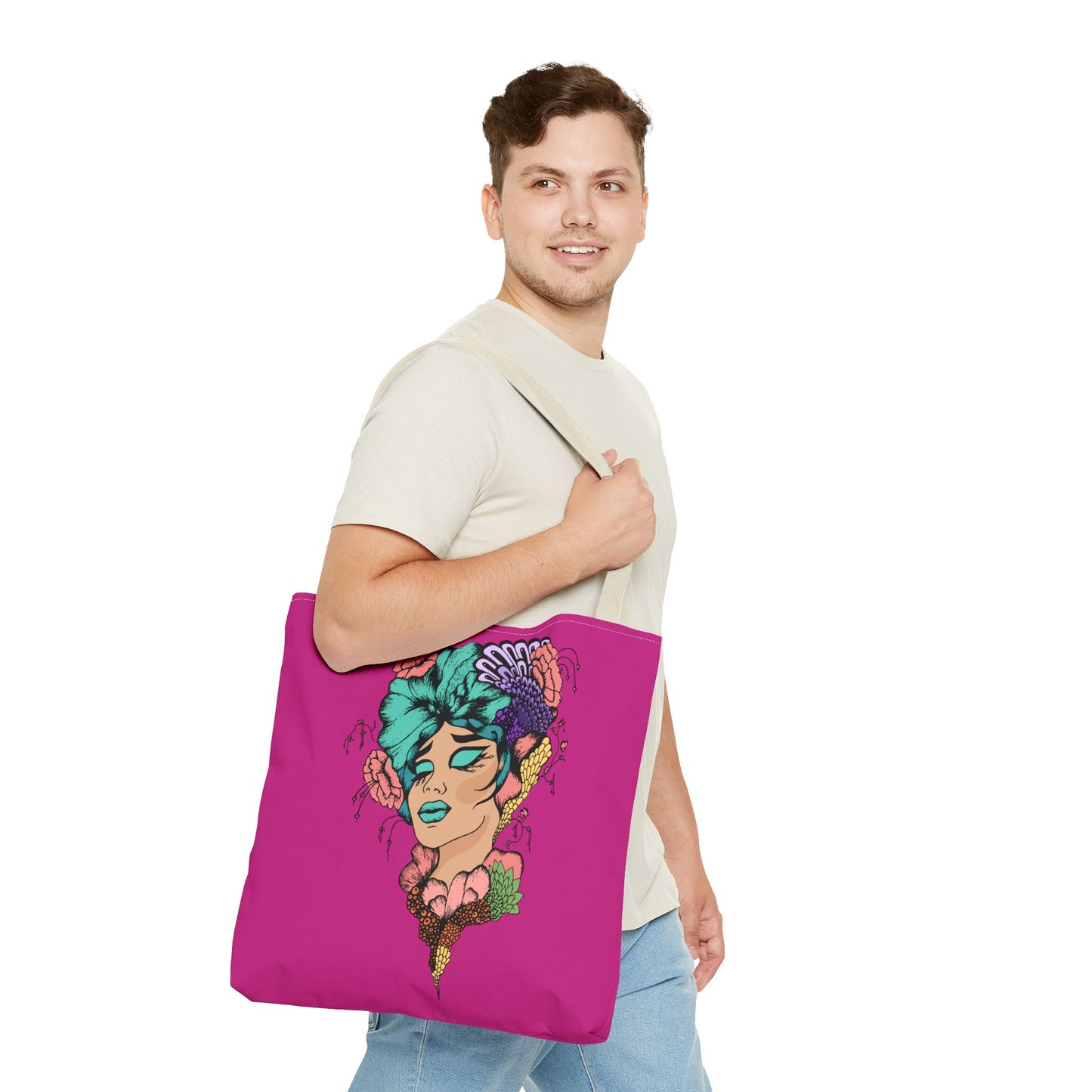 Fruitful Face, (Hot Pink)Tote Bag (AOP)