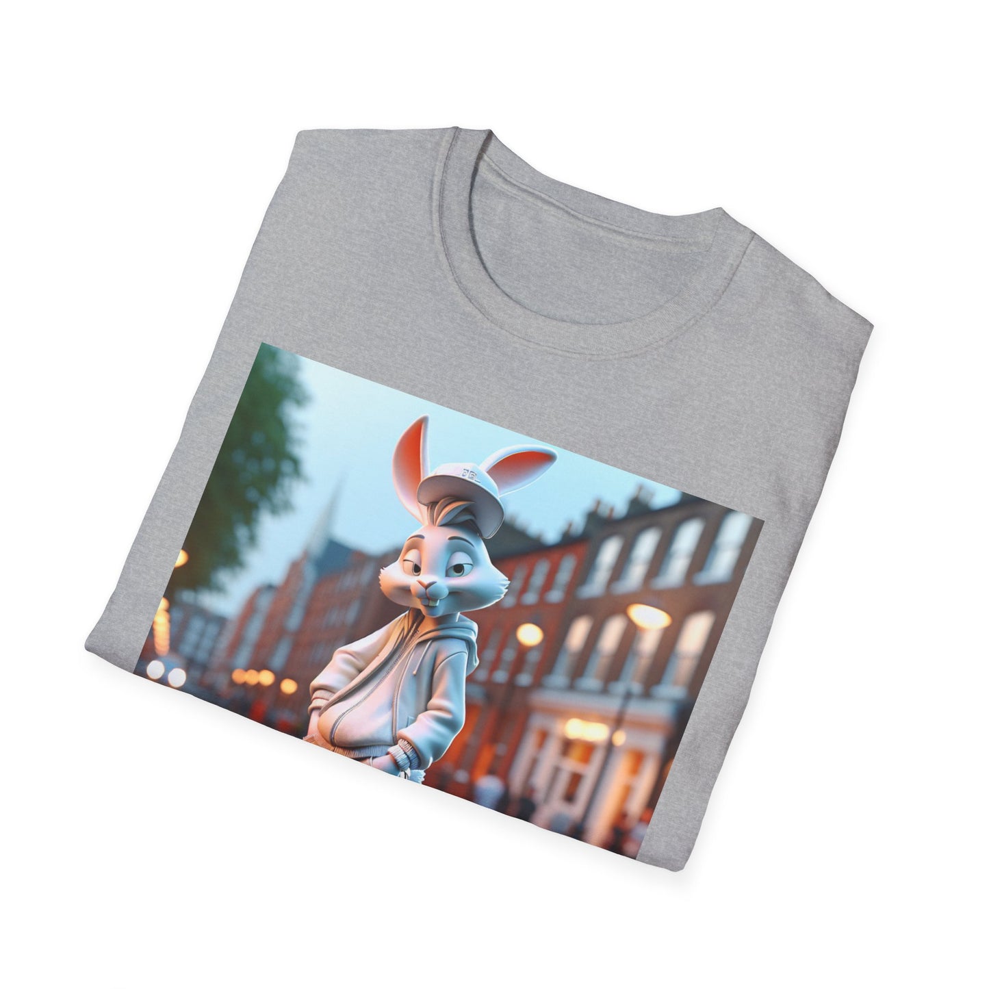 Cute Cartoon Rabbit Unisex Softstyle T-Shirt for Casual Wear