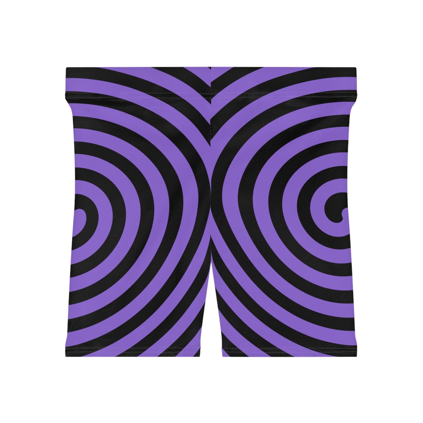 Purple Spiral/Black Base, Women's Biker Shorts (AOP)