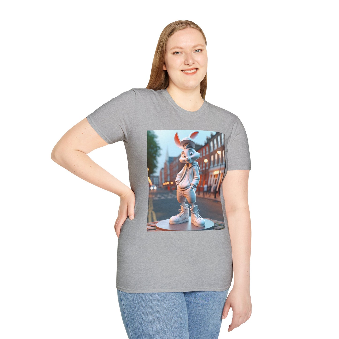 Cute Cartoon Rabbit Unisex Softstyle T-Shirt for Casual Wear