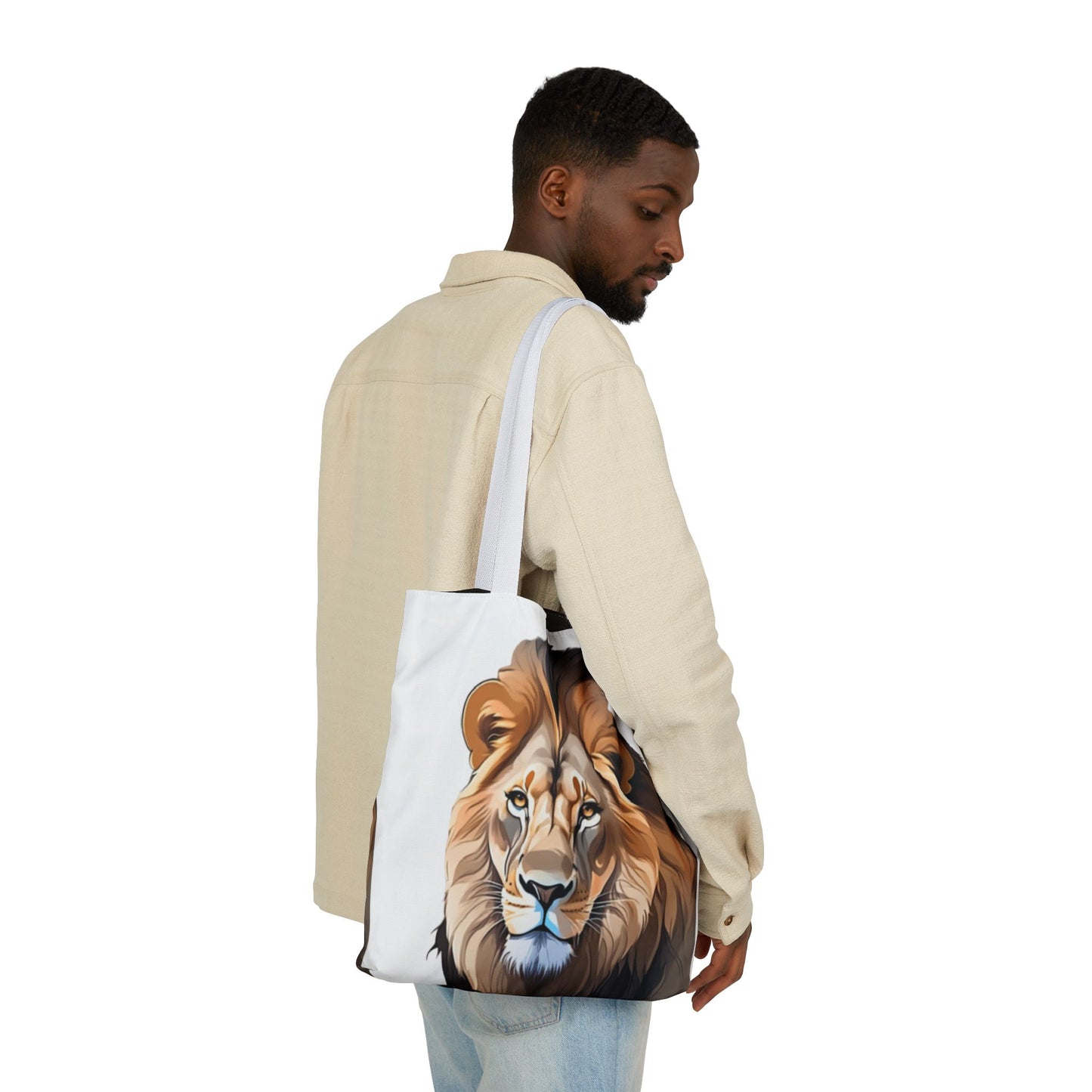 Lion Head, Canvas Tote Bag, 5-Color Straps