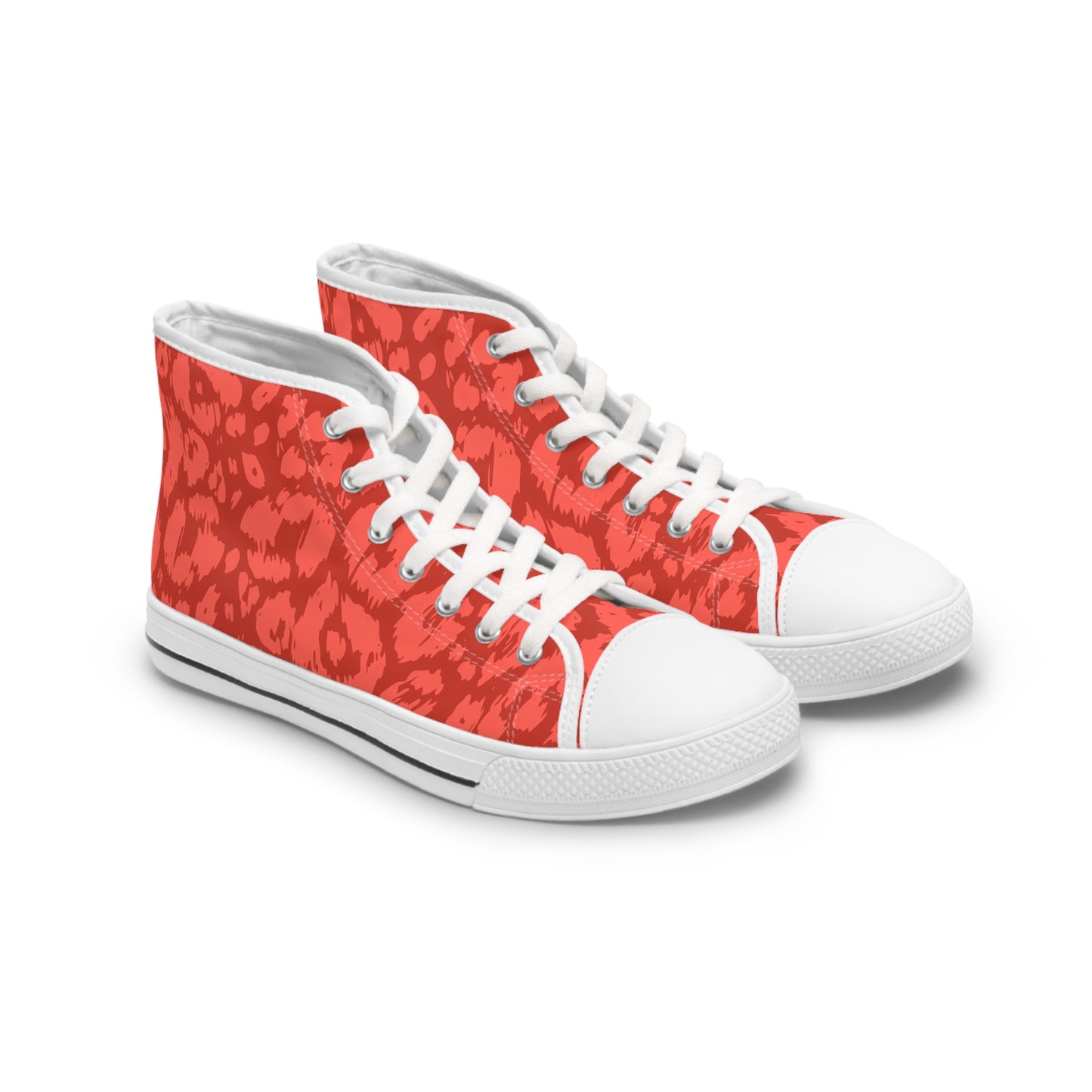 Red Colored Leopard print Design, Women's High Top Sneakers