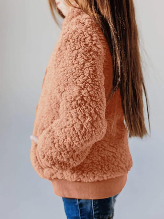 GAMISOTE Girls Warm Fleece Jacket Button up Faux Shearling Chunky Outerwear Coat with Pockets