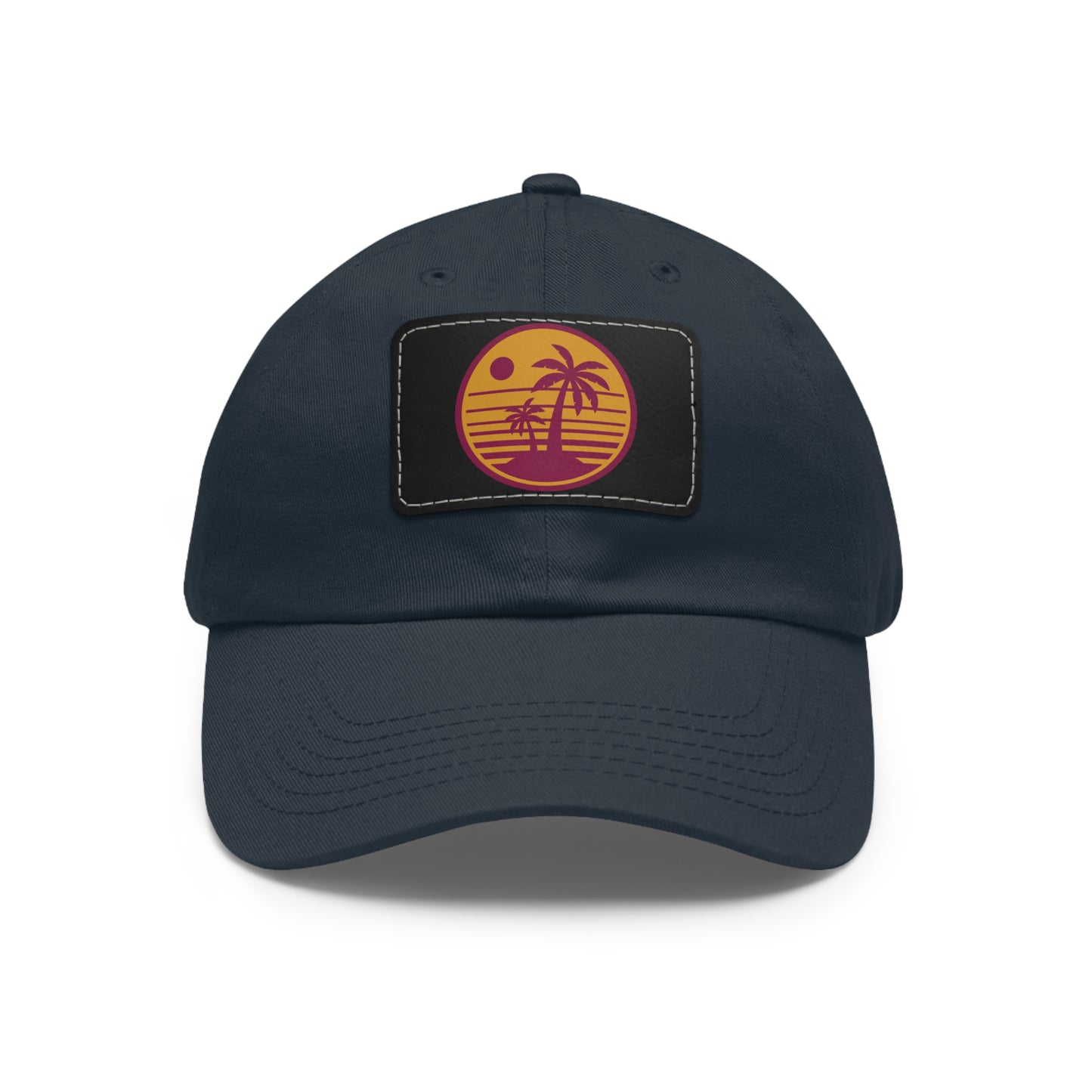 Palm Tree, Dad Hat with Leather Patch (Rectangle)