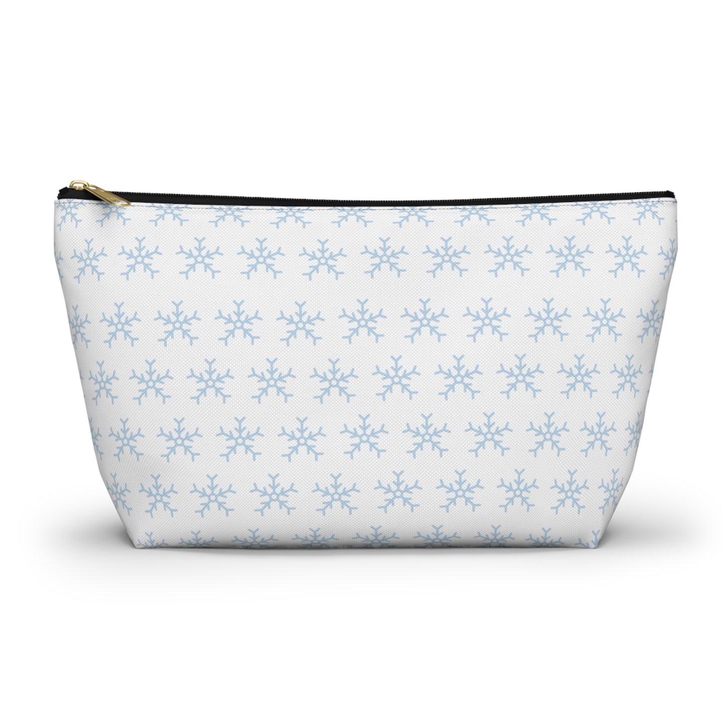Make-up Accessory Pouch w T-bottom, Snowflakes Pattern. S/L