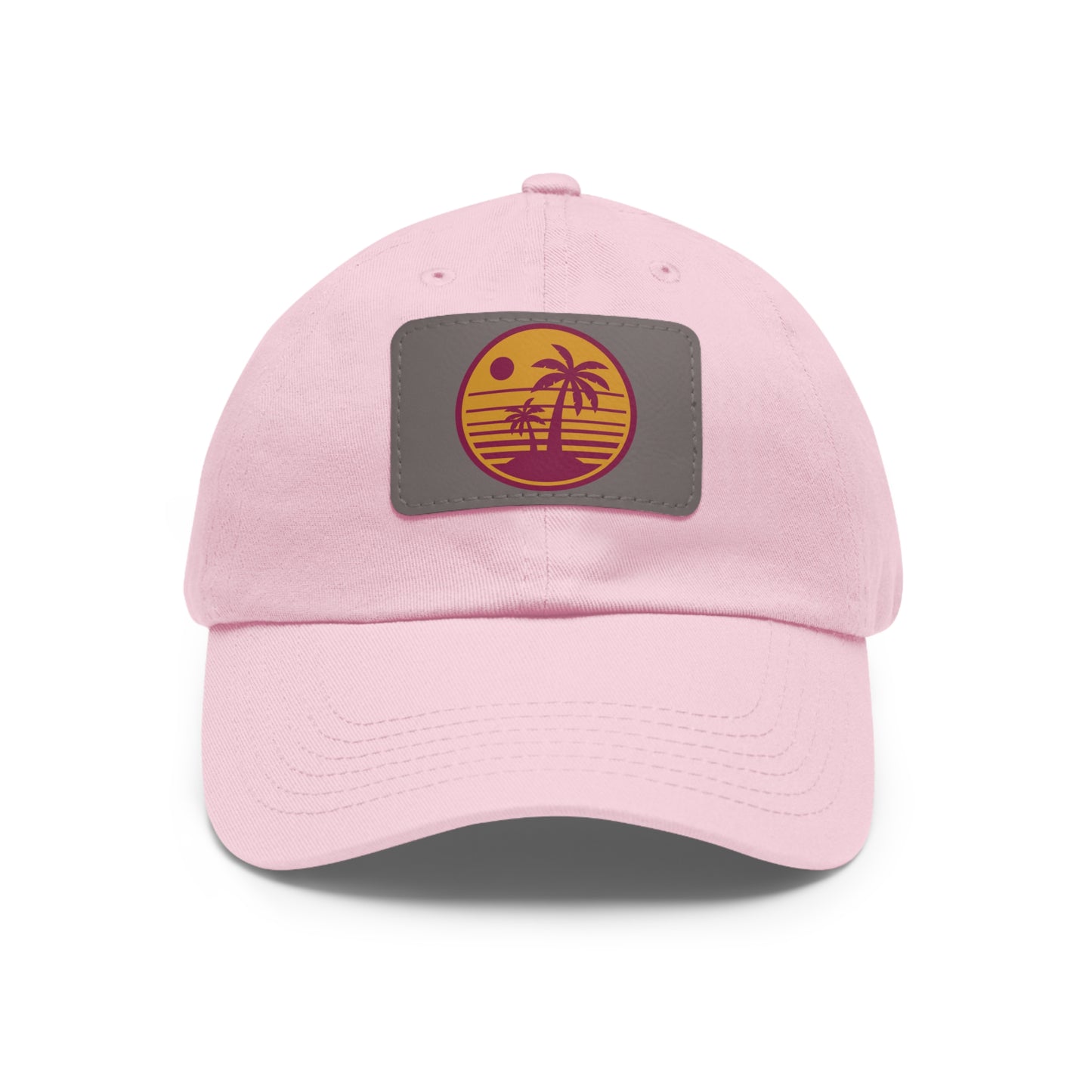 Palm Tree, Dad Hat with Leather Patch (Rectangle)