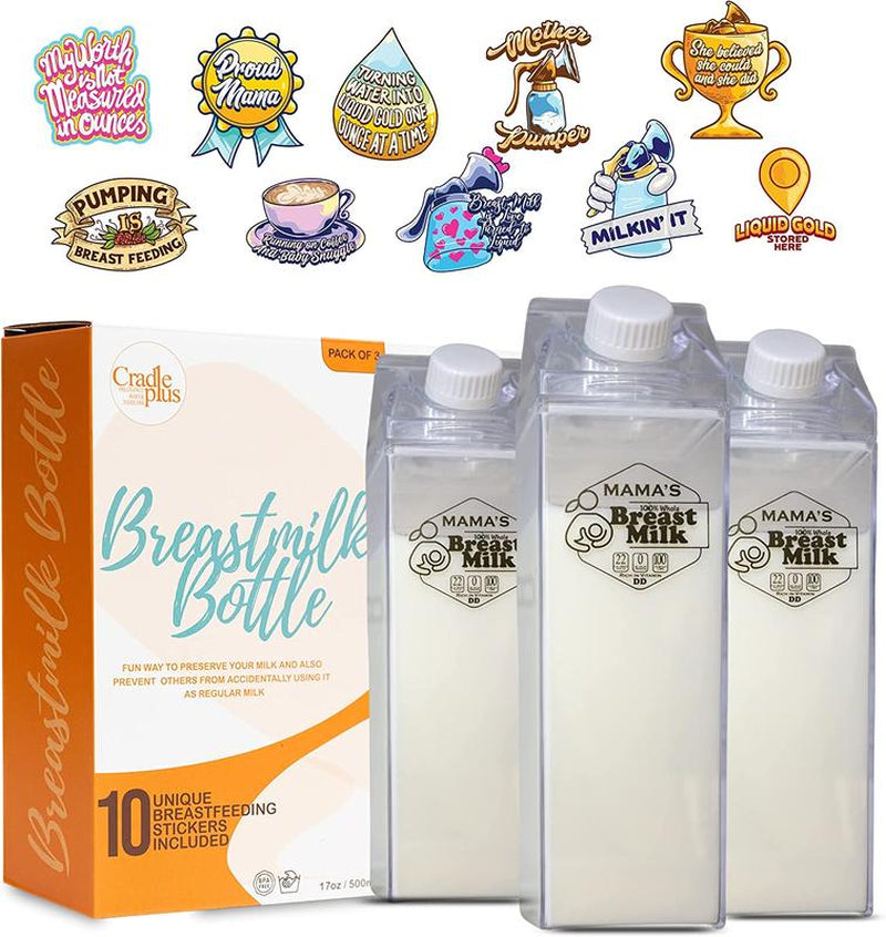 3-Pack Breast Milk Pitcher for Fridge with 10Pcs Breastfeeding Stickers (Now in 2 Variations)