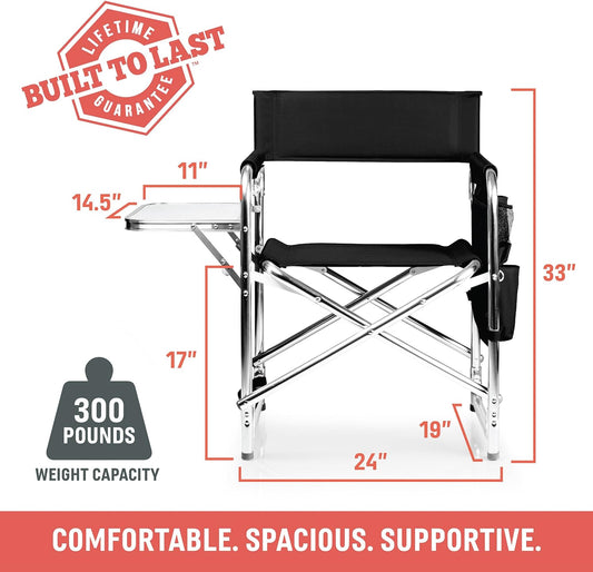 ONIVA - a Picnic Time Brand - Sports Chair with Side Table, Beach Chair, Camp Chair for Adults, (Red)
