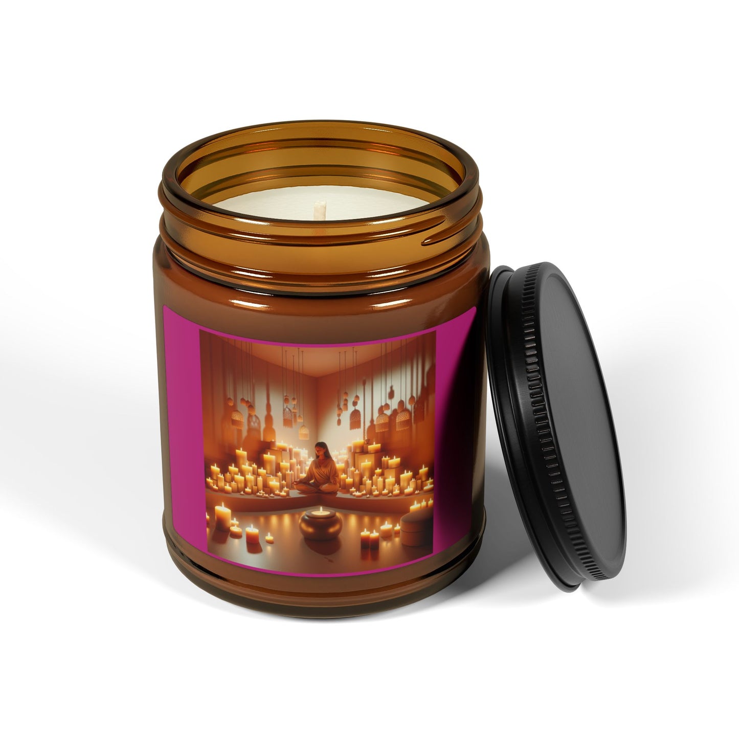 White Sage/Lavender, Scented Soy Candle (Multi-Size, Amber Jar)