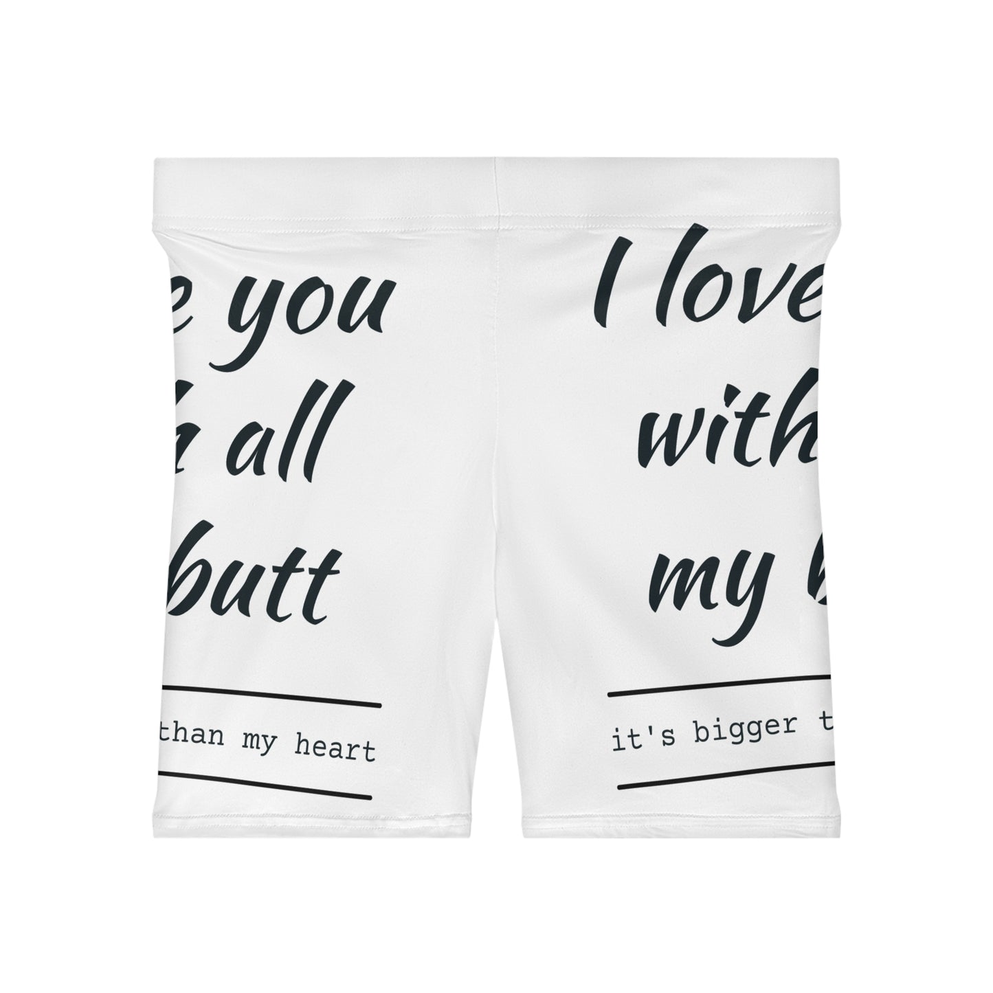 Funny Love/White Base, Women's Biker Shorts (AOP)
