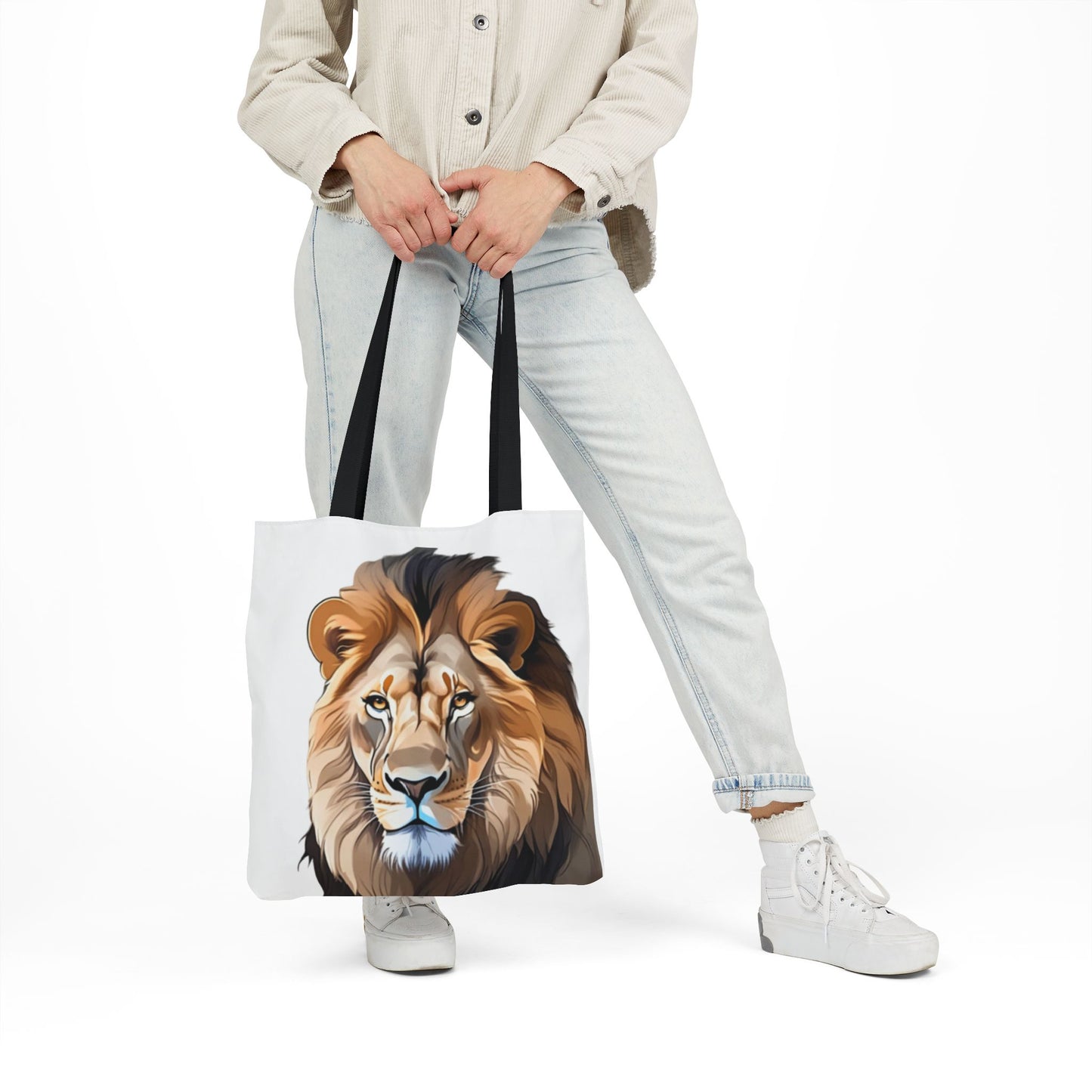 Lion Head, Canvas Tote Bag, 5-Color Straps