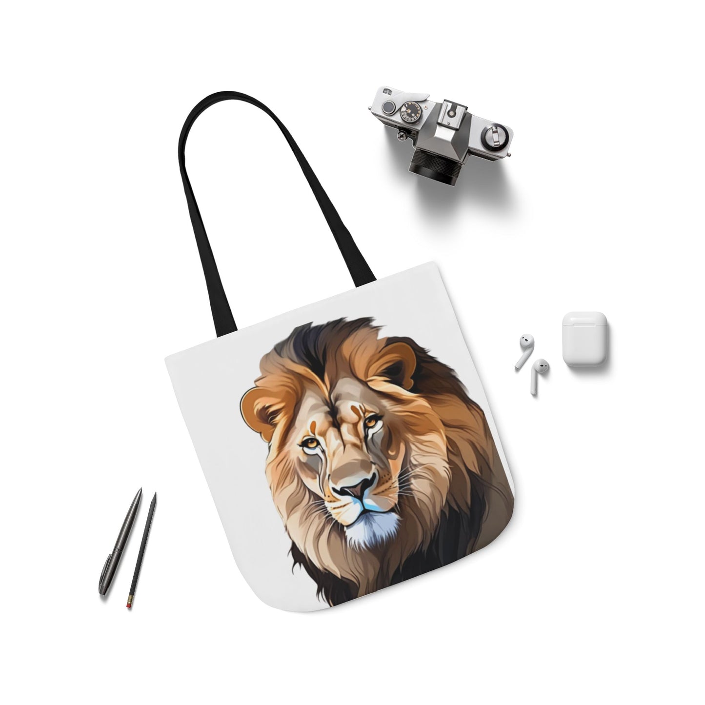 Lion Head, Canvas Tote Bag, 5-Color Straps