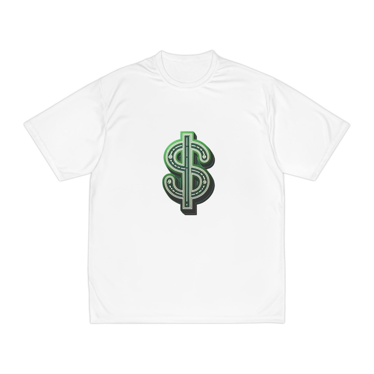 Dollar Sign Graphic T-Shirt — Green Money Symbol Performance Tee