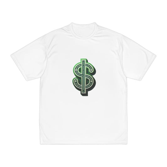 Dollar Sign Graphic T-Shirt — Green Money Symbol Performance Tee