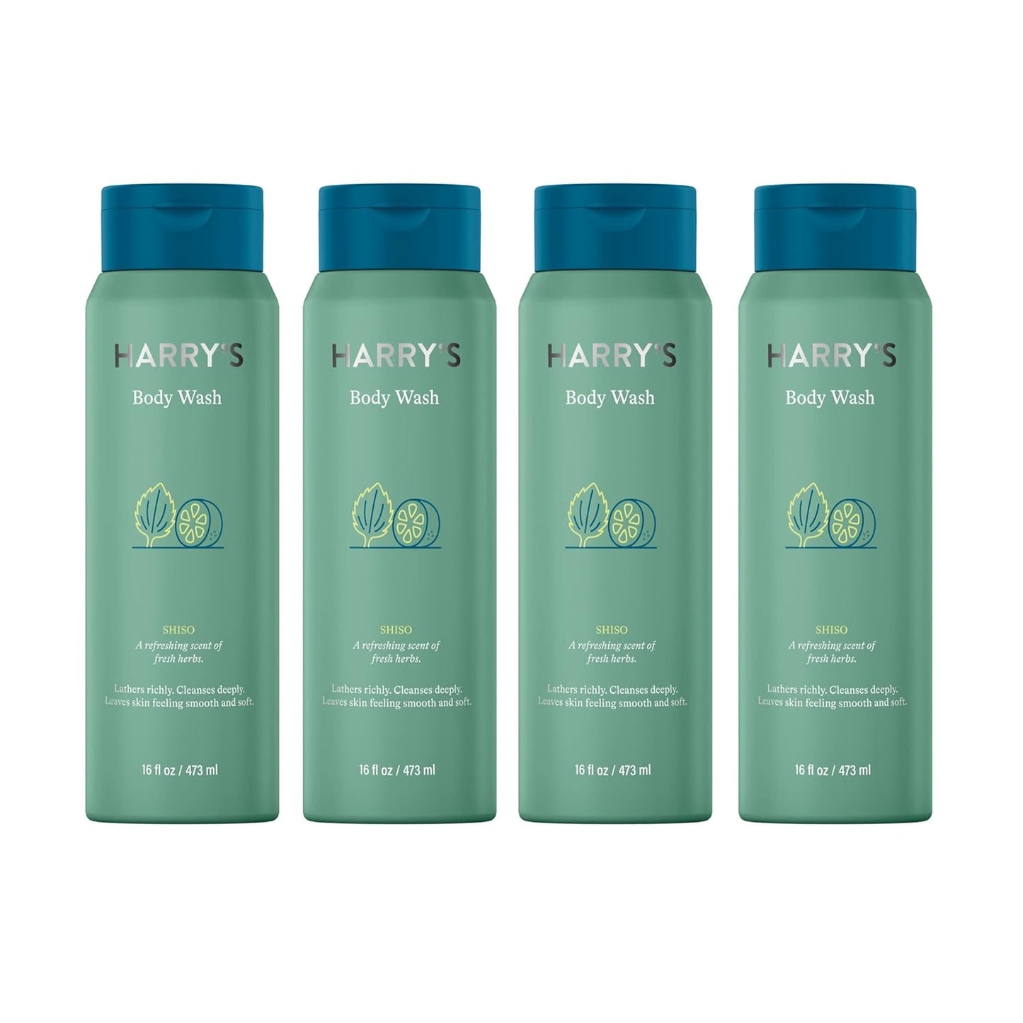 Harry'S Men'S Body Wash - Shiso - 16 Fluid Ounce, Pack of 4 (Packaging May Vary)
