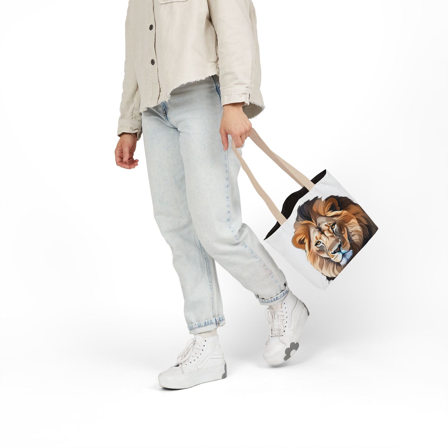Lion Head, Canvas Tote Bag, 5-Color Straps