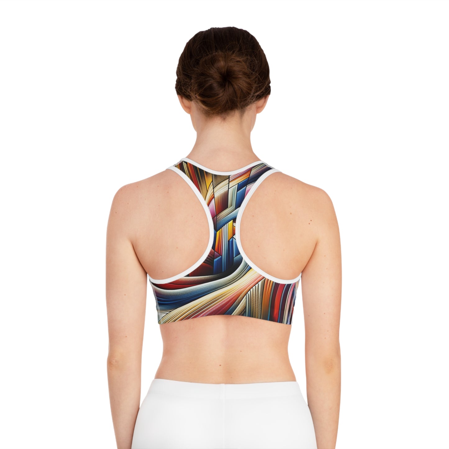 Sexy Colorful/ White Base, Sports Bra (AOP)