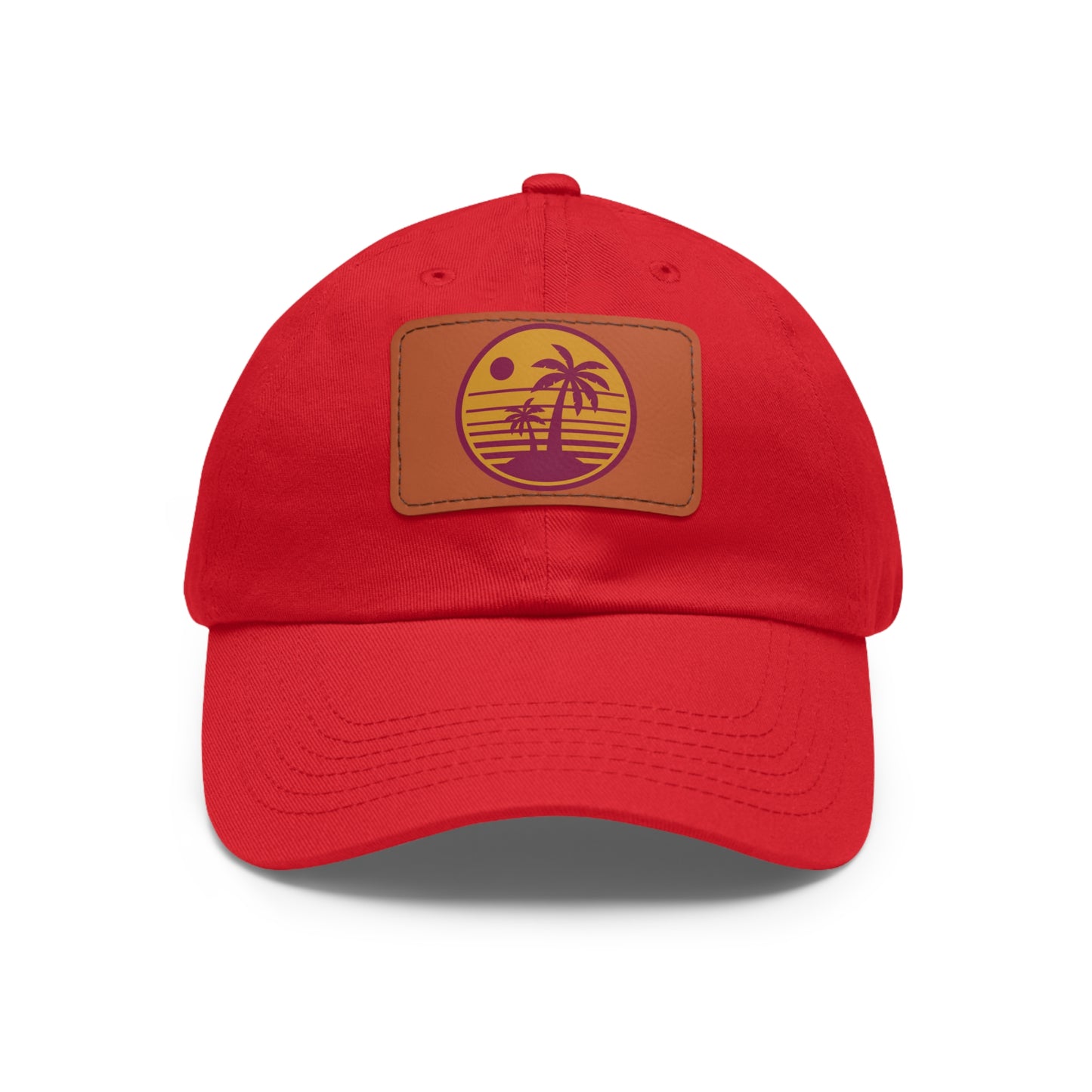Palm Tree, Dad Hat with Leather Patch (Rectangle)