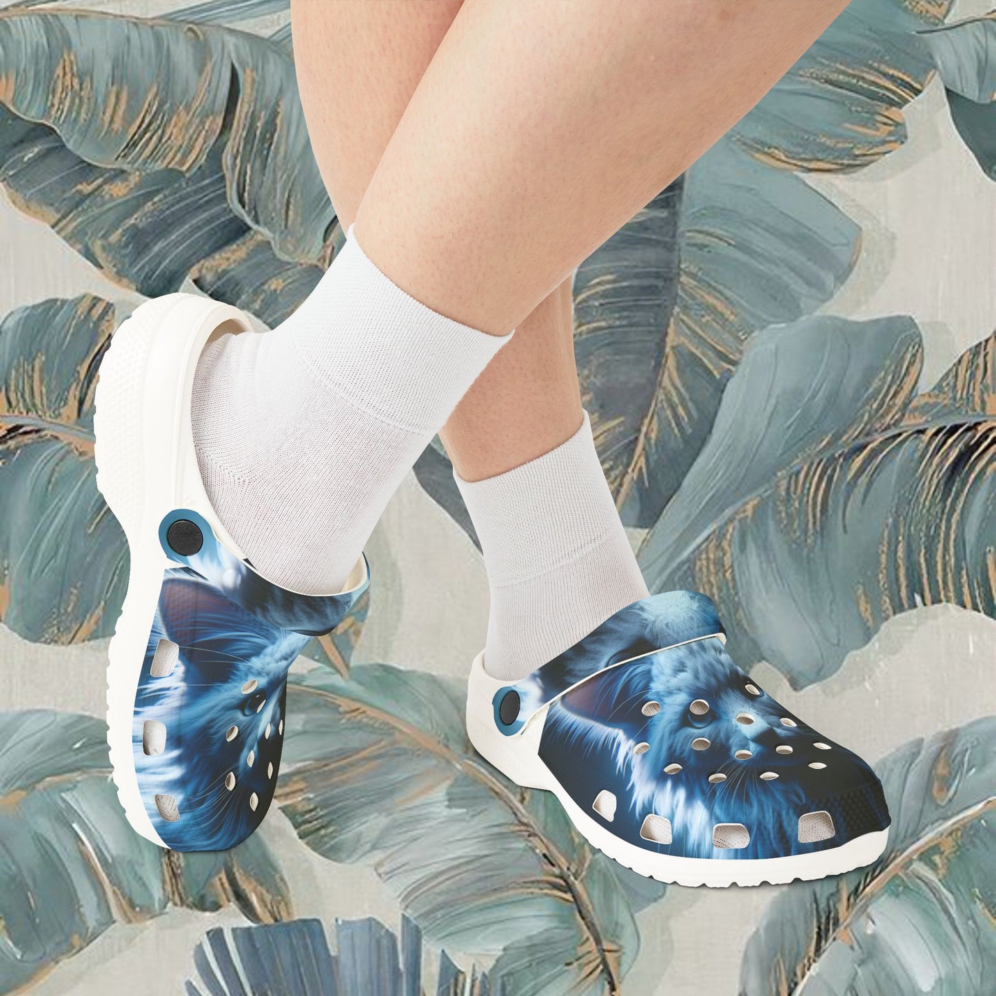 Kitty Print (Blue), EVA Foam Rubber Shoes (AOP)