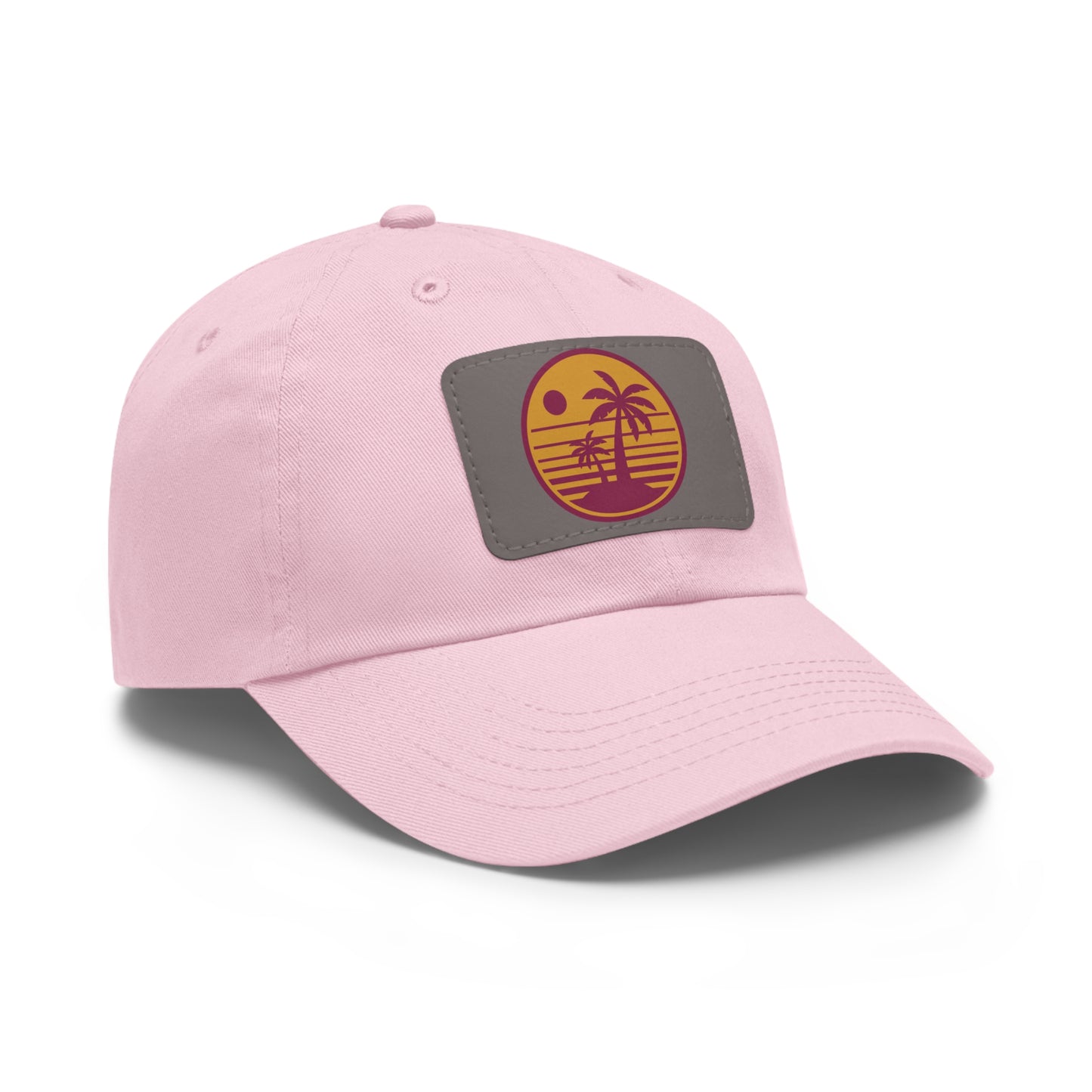 Palm Tree, Dad Hat with Leather Patch (Rectangle)