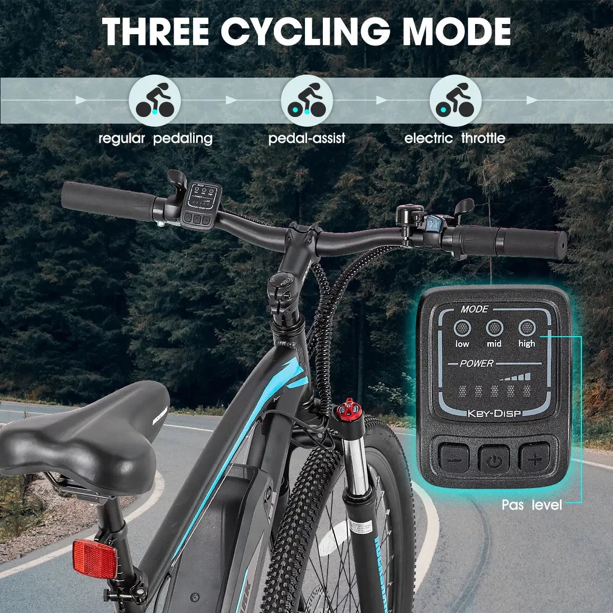 Rockshark Electric Bike Electric Mountain Bike Aluminum 26/27.5 Inch 350W 20MPH Adults E-Bike Shimano 21 Speed Disc Brake Suspension Fork with 36V 10.4Ah Removable Battery
