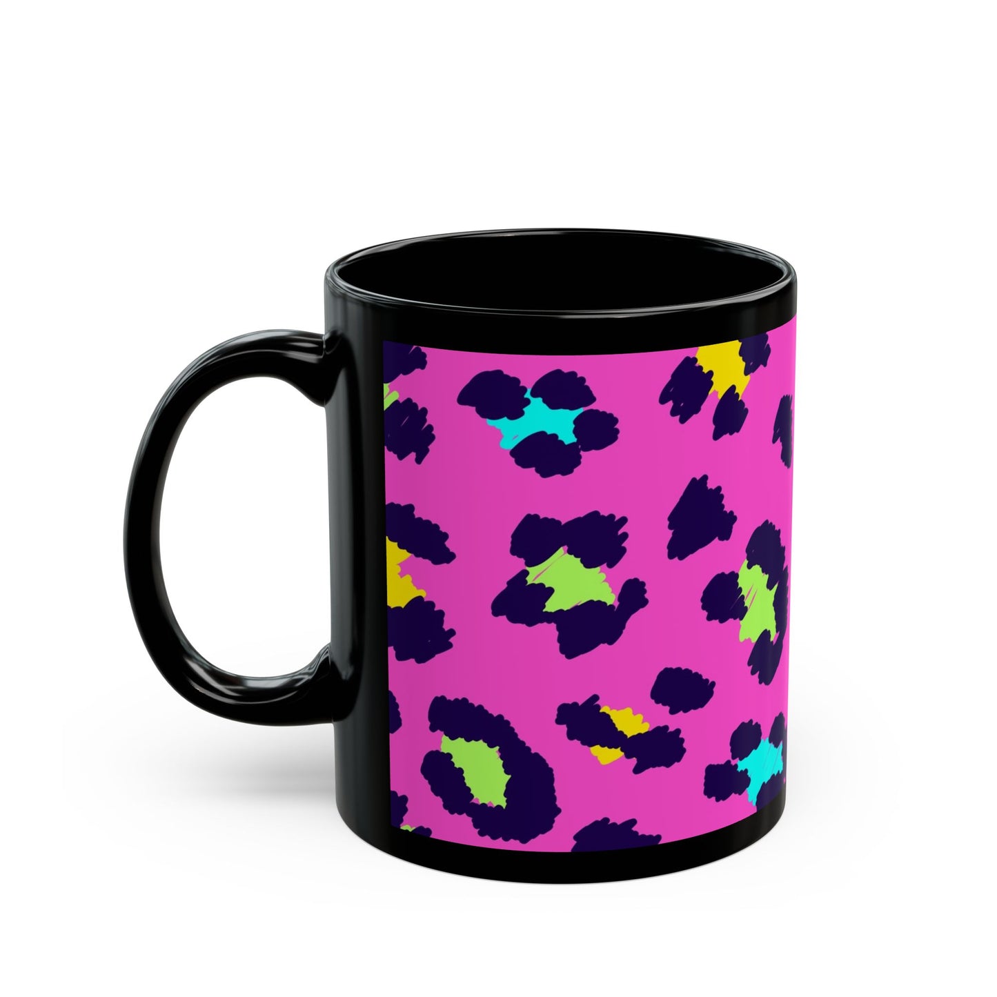 Hot Pink/Spotted, Black Mug (11oz, 15oz)