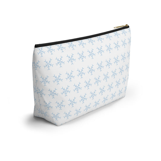 Make-up Accessory Pouch w T-bottom, Snowflakes Pattern. S/L