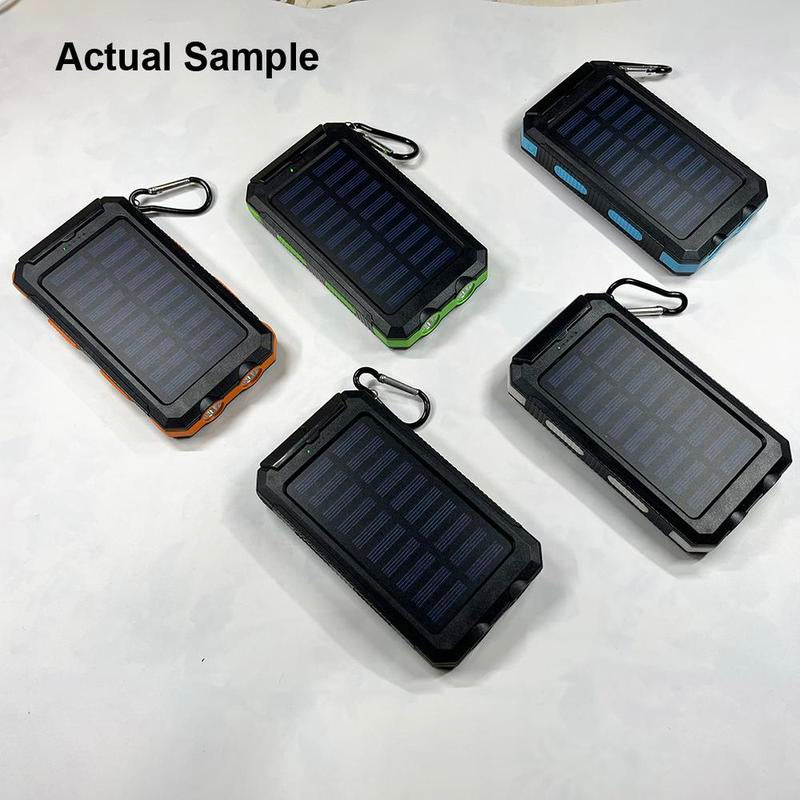 Portable Solar Power Bank, 1 Count 8000Mah Solar Charger with Double Bright LED Flashlight, Multifunction Power Banks for Outdoor Camping