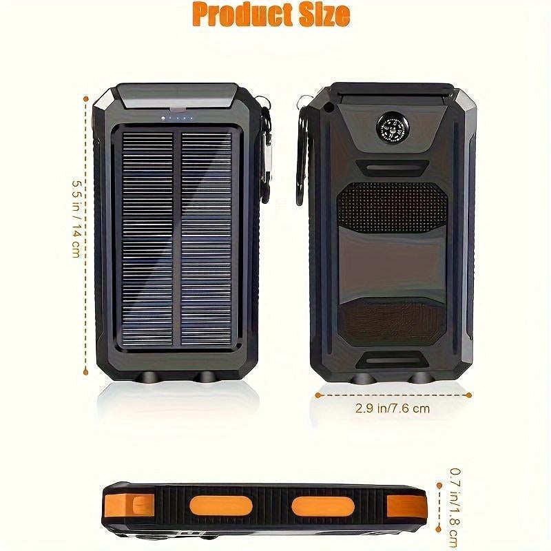 Portable Solar Power Bank, 1 Count 8000Mah Solar Charger with Double Bright LED Flashlight, Multifunction Power Banks for Outdoor Camping