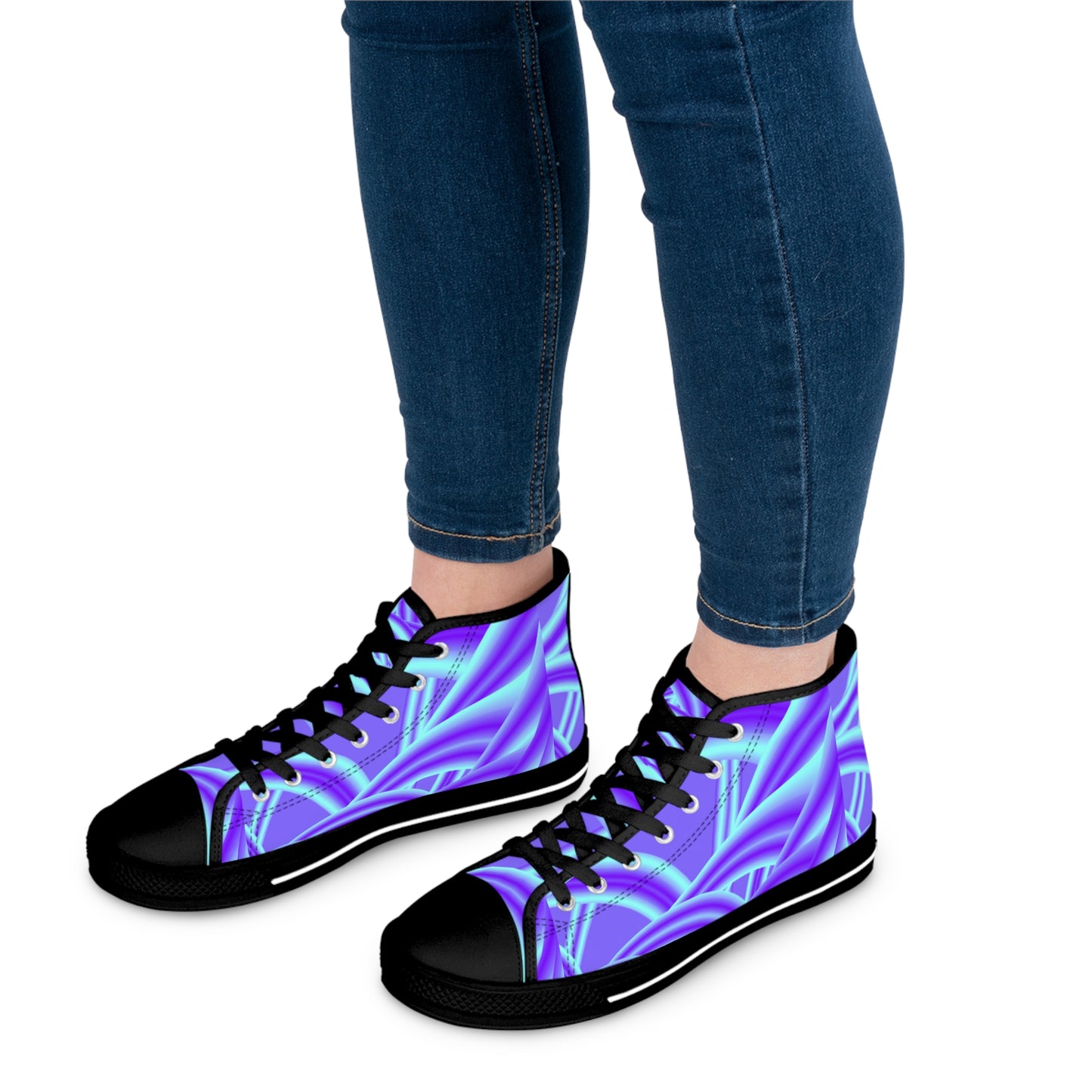 Tube lighting (Blue) print Design, Women's High Top Sneakers