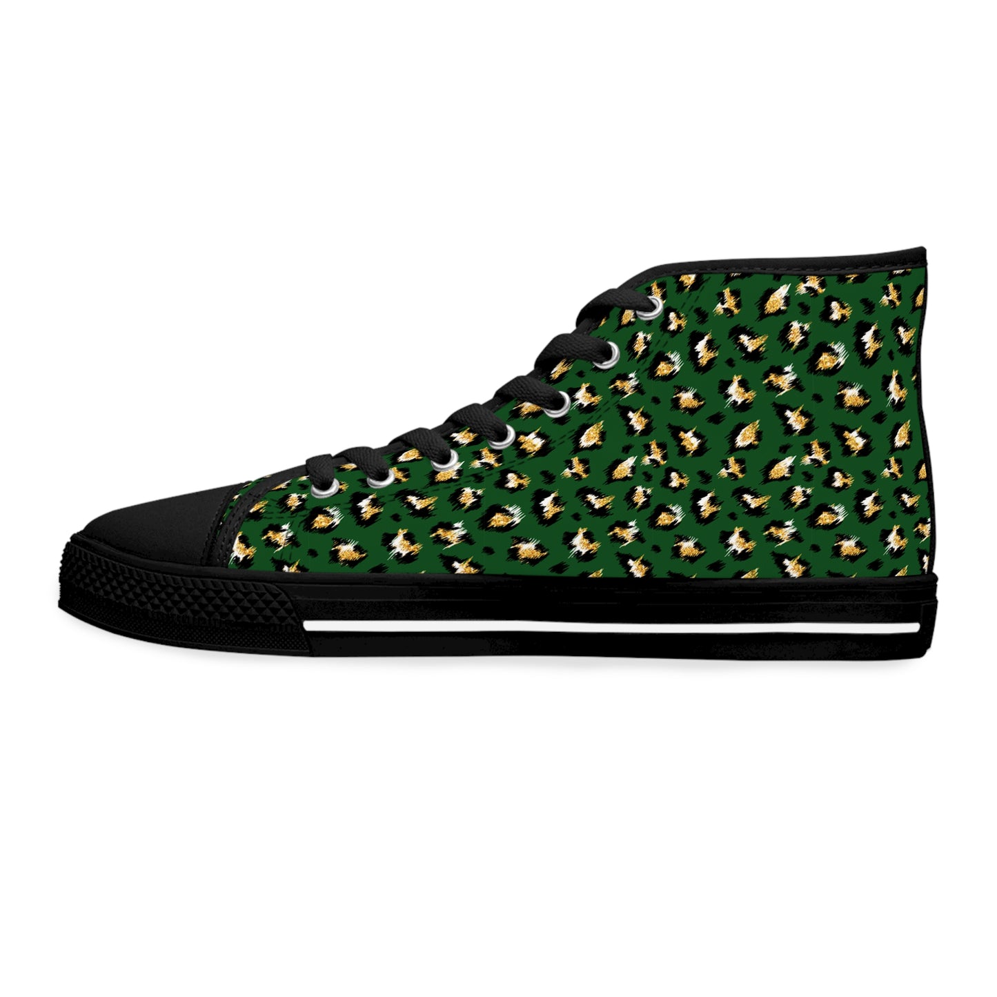 Green Colored Leopard print Design, Women's High Top Sneakers
