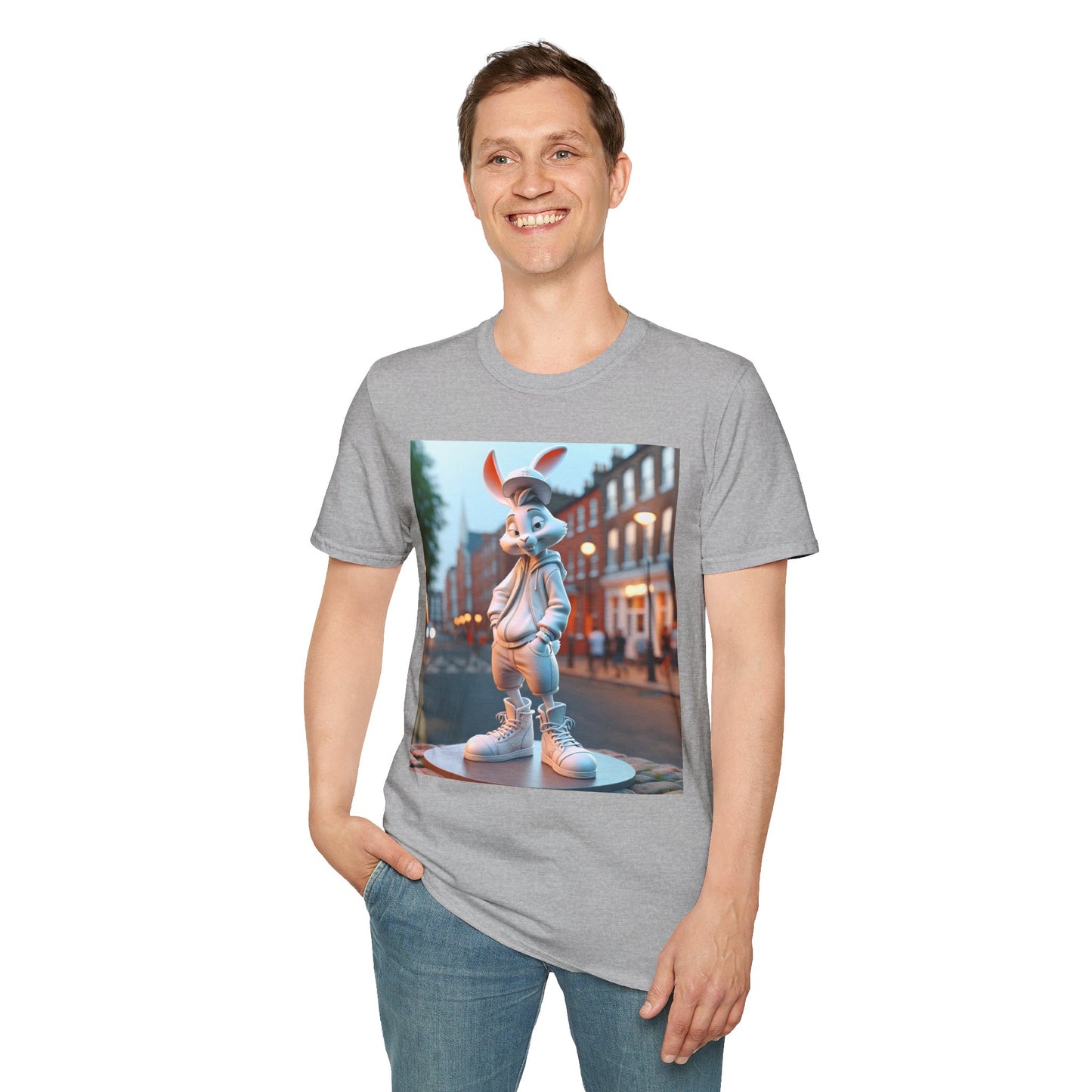 Cute Cartoon Rabbit Unisex Softstyle T-Shirt for Casual Wear