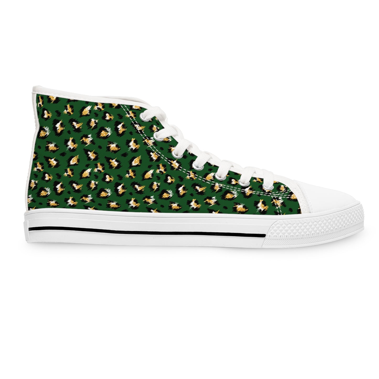Green Colored Leopard print Design, Women's High Top Sneakers