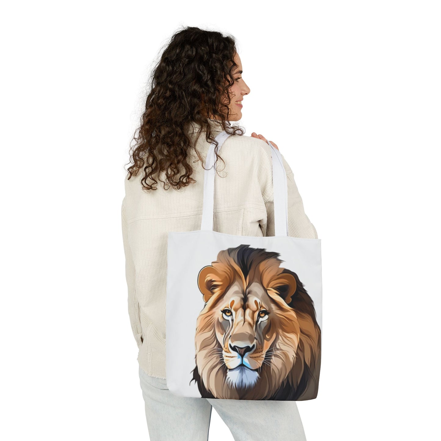 Lion Head, Canvas Tote Bag, 5-Color Straps