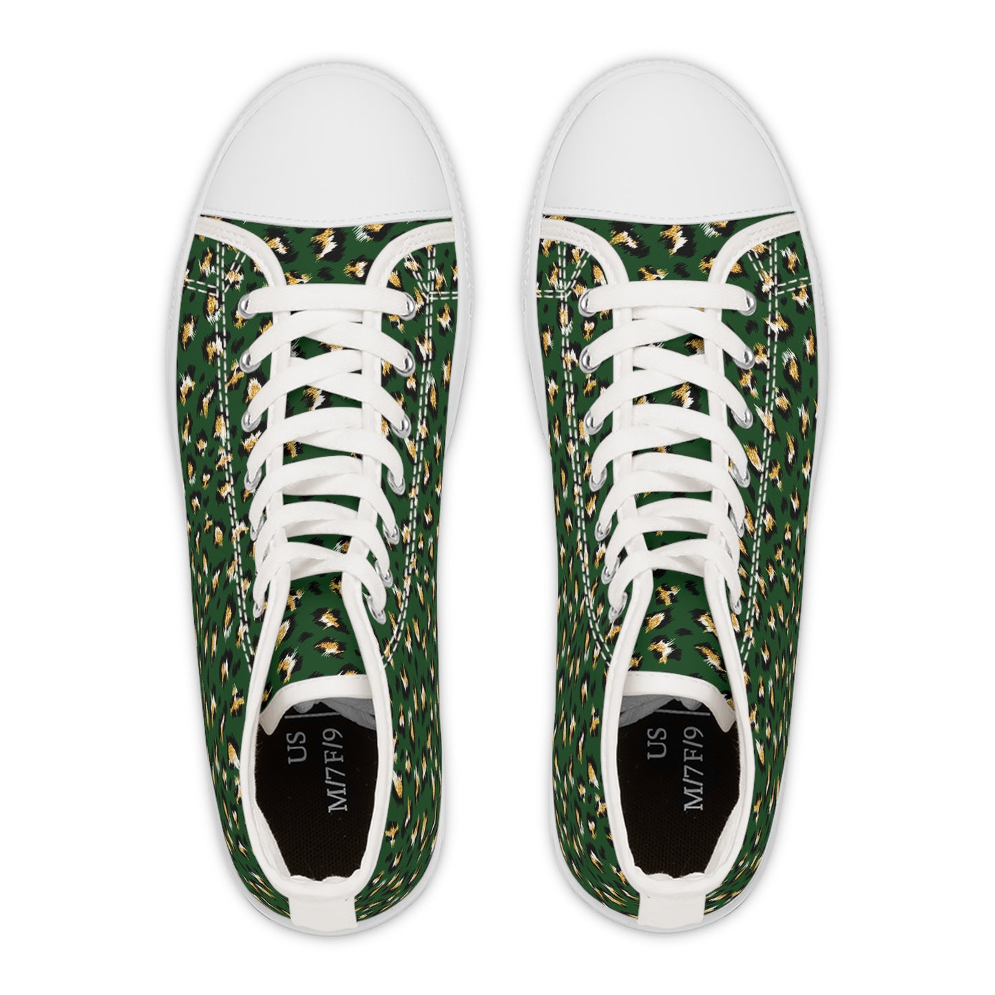Green Colored Leopard print Design, Women's High Top Sneakers