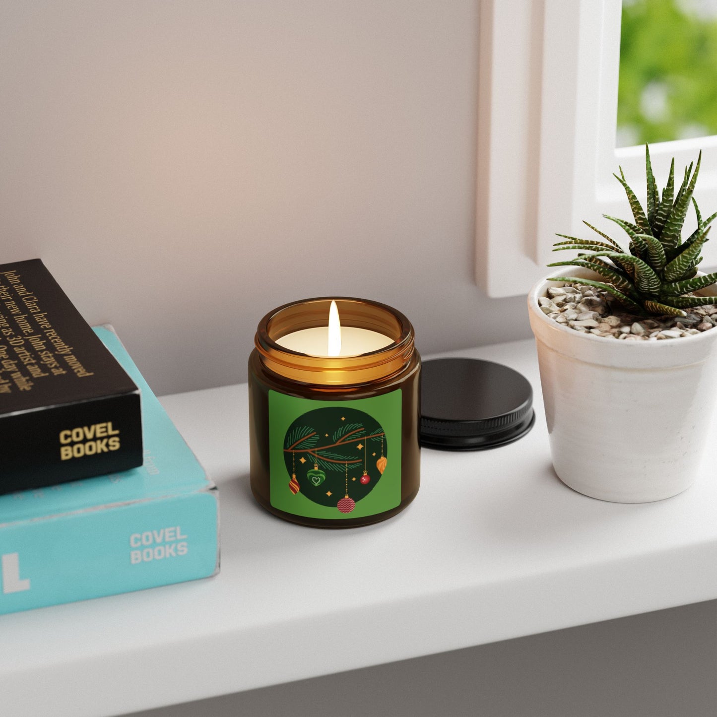 Christmas Warmth, Scented Soy Candle (Multi-Size, Amber Jar)