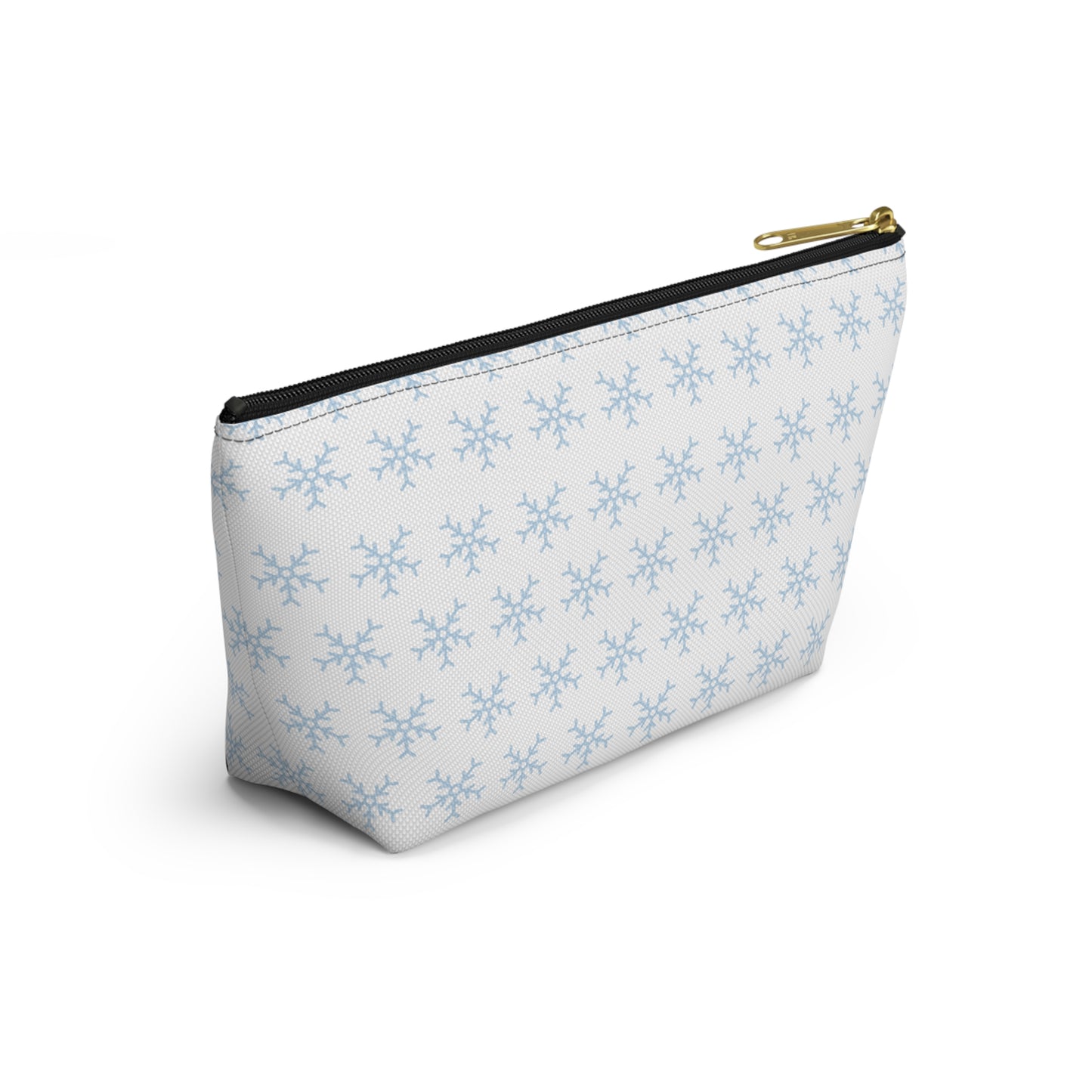 Make-up Accessory Pouch w T-bottom, Snowflakes Pattern. S/L