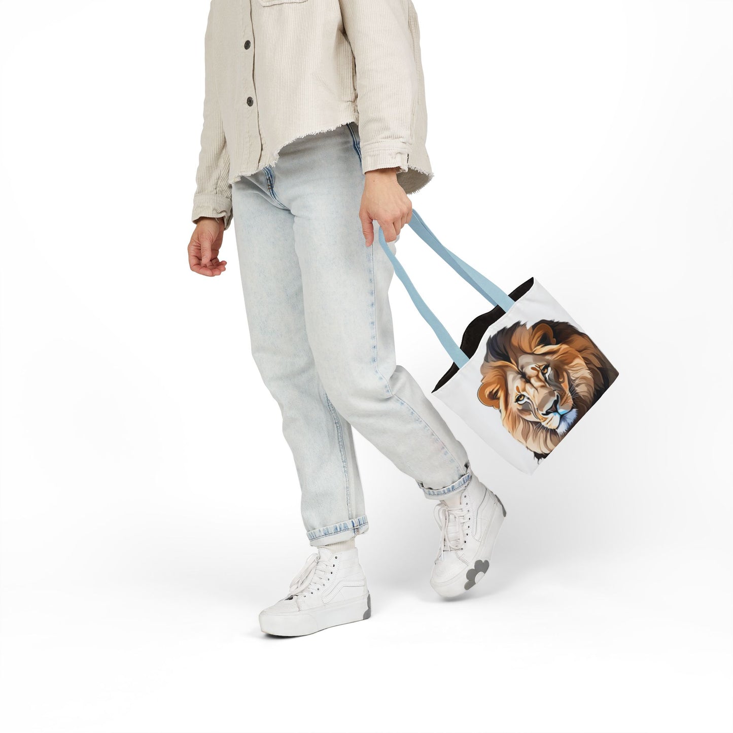 Lion Head, Canvas Tote Bag, 5-Color Straps