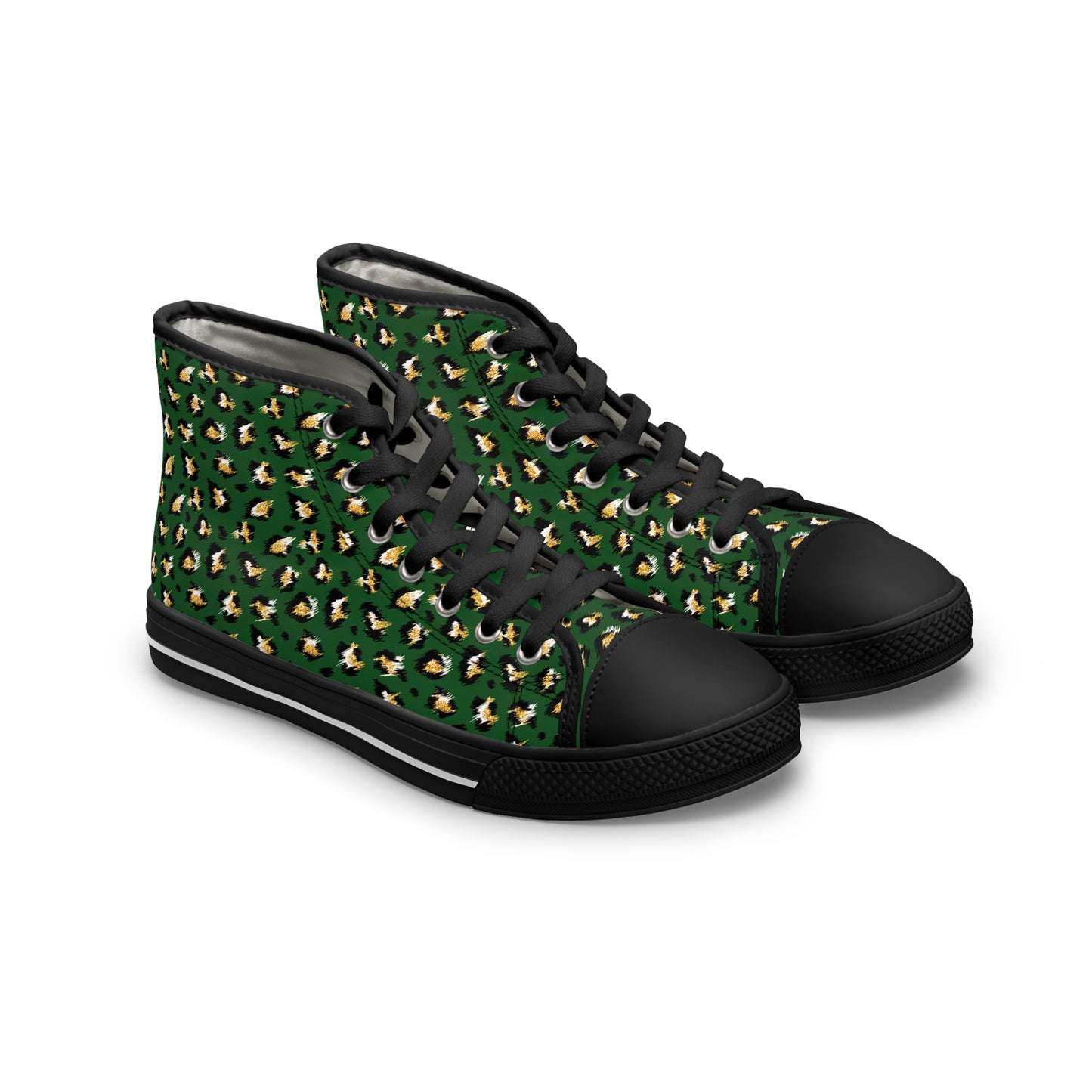 Green Colored Leopard print Design, Women's High Top Sneakers