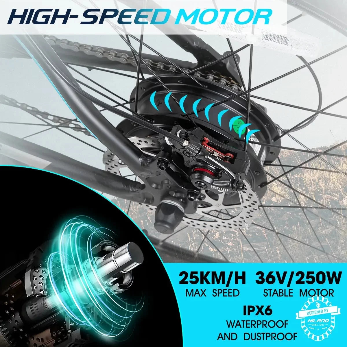 Rockshark Electric Bike Electric Mountain Bike Aluminum 26/27.5 Inch 350W 20MPH Adults E-Bike Shimano 21 Speed Disc Brake Suspension Fork with 36V 10.4Ah Removable Battery