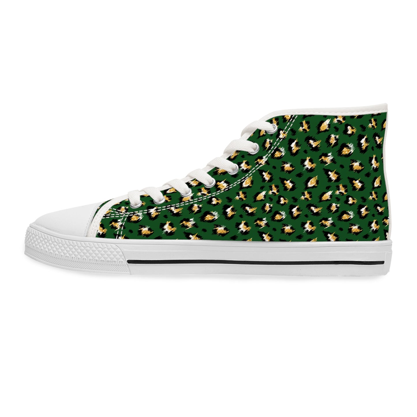 Green Colored Leopard print Design, Women's High Top Sneakers