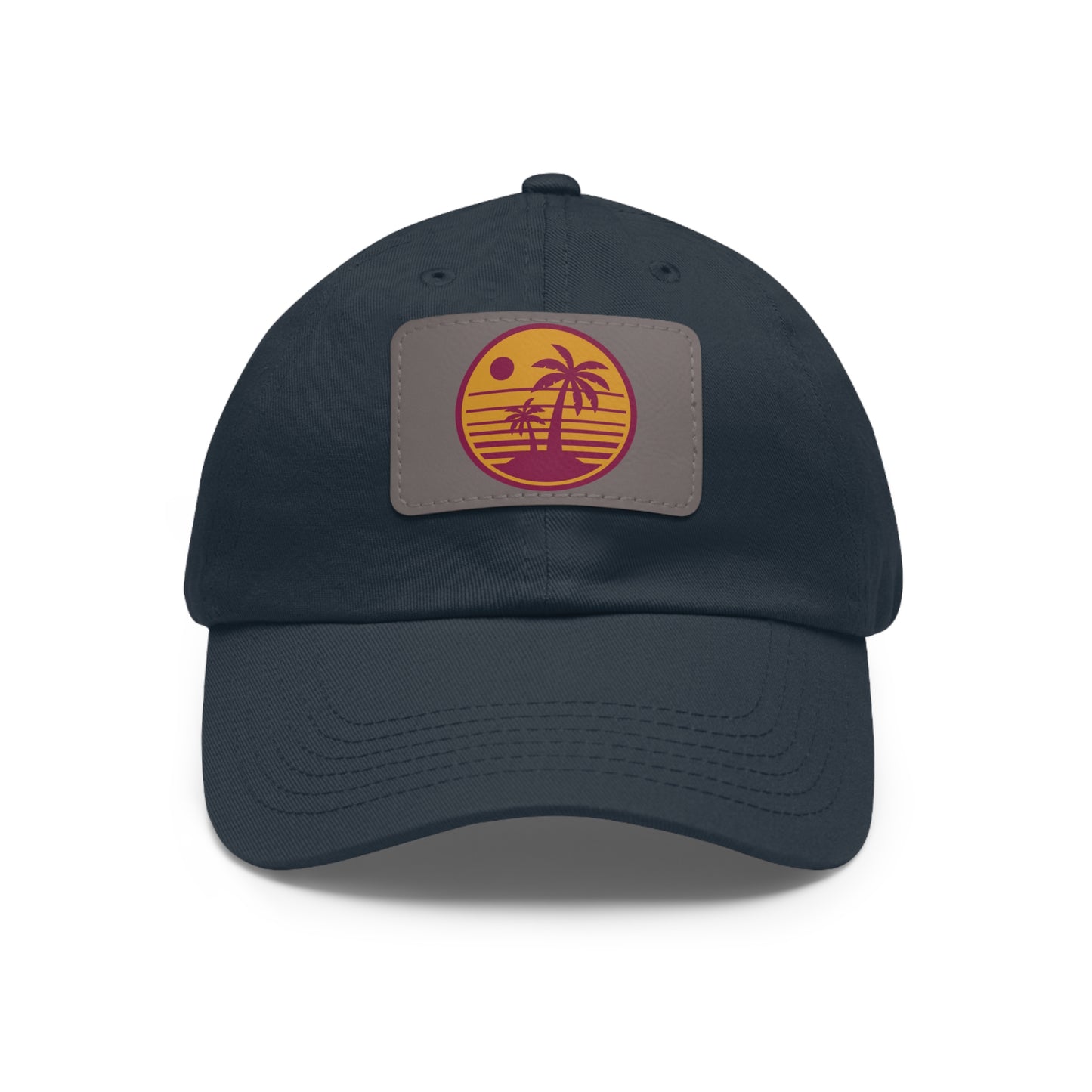 Palm Tree, Dad Hat with Leather Patch (Rectangle)