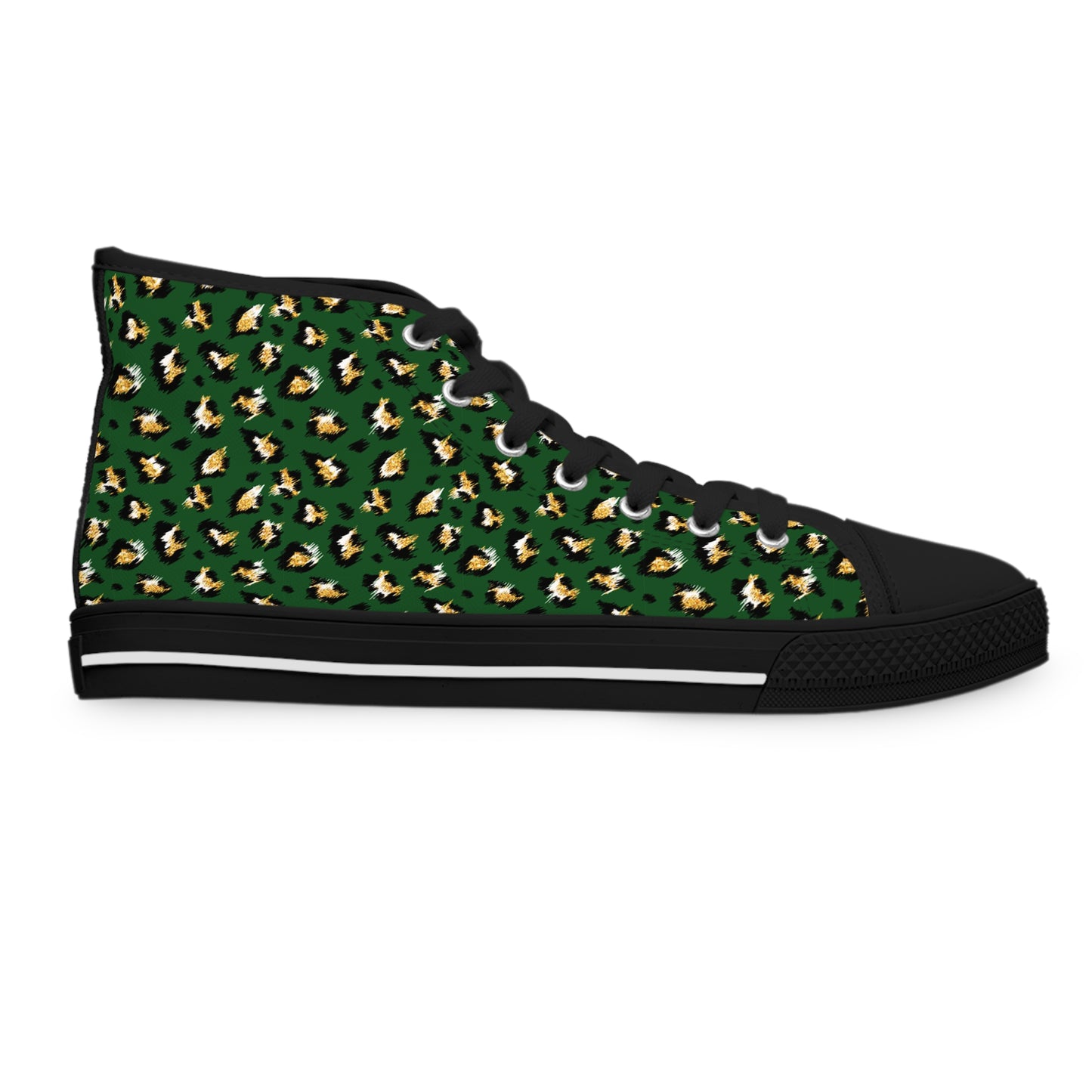 Green Colored Leopard print Design, Women's High Top Sneakers
