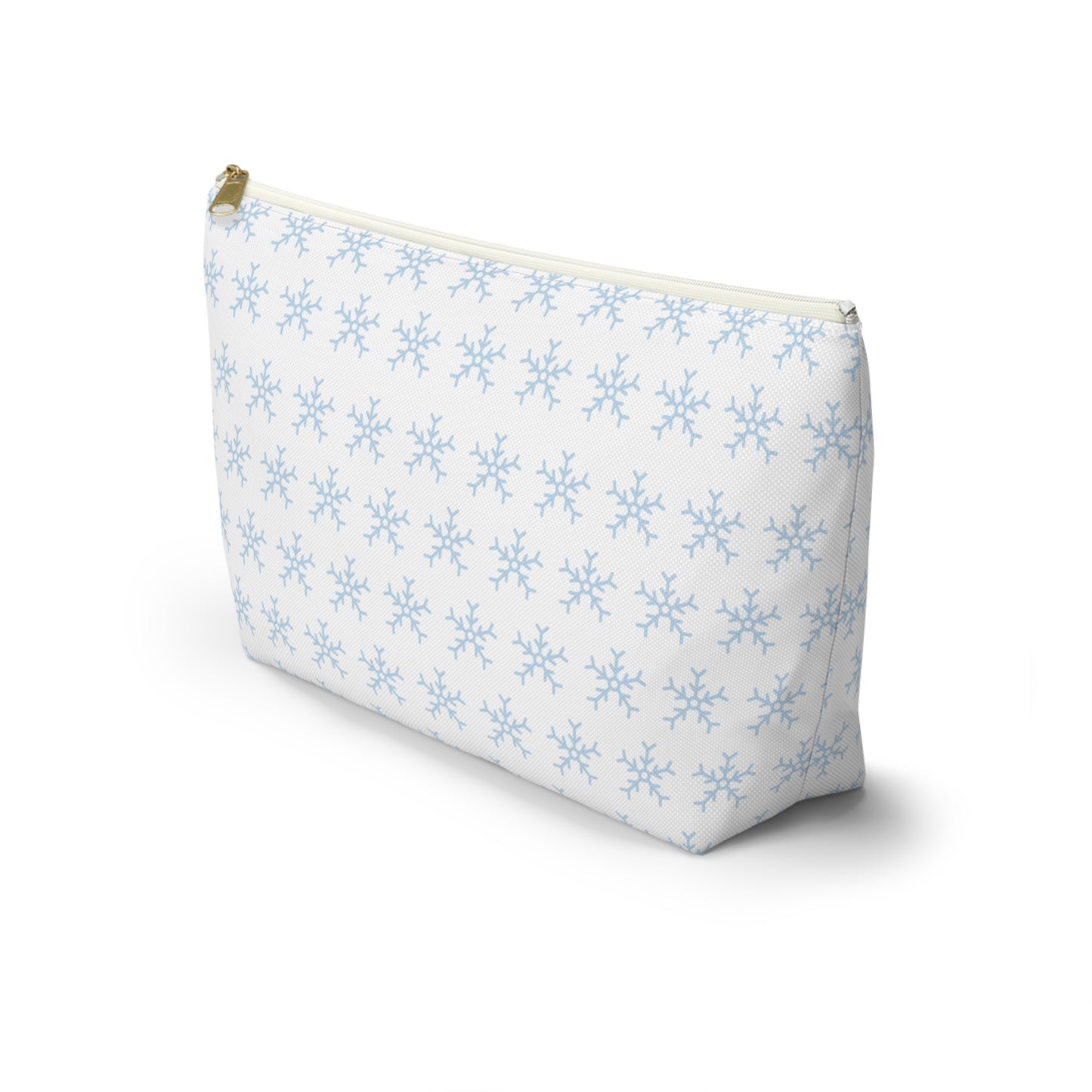 Make-up Accessory Pouch w T-bottom, Snowflakes Pattern. S/L